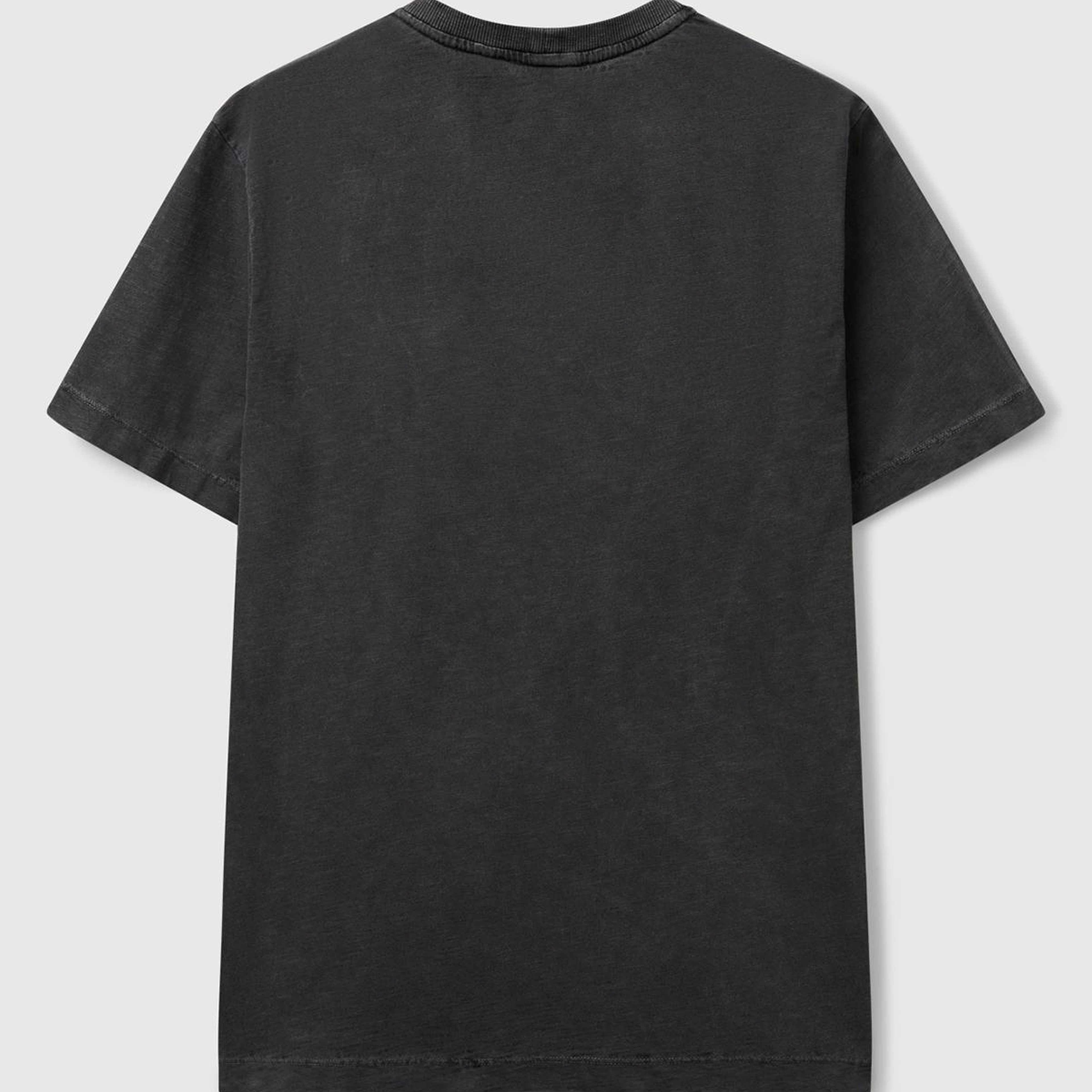 Erkek Siyah %100 Koton Bisiklet Yaka Slub T-Shirt