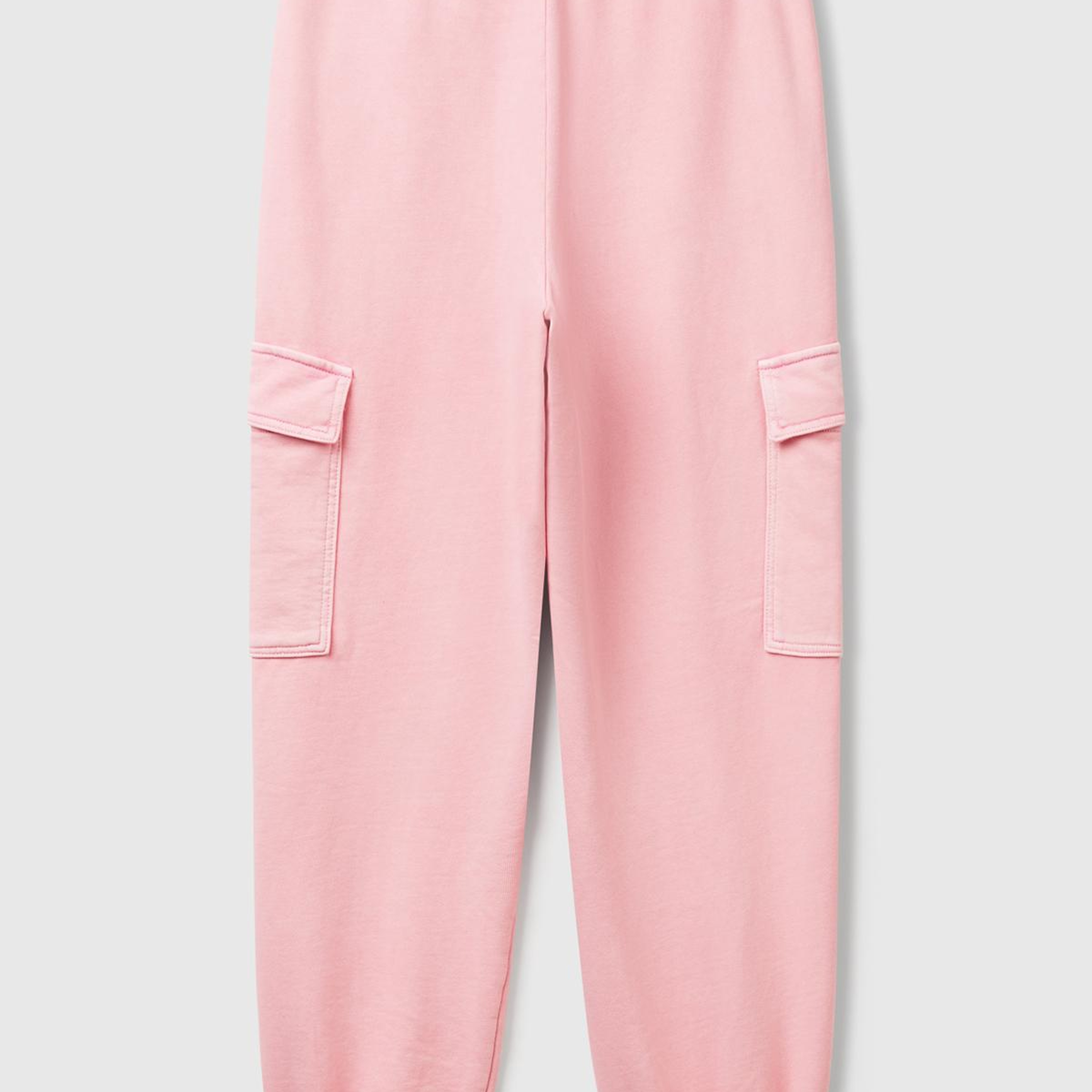 Kadın Pembe %100 Pamuk Beli İpli Relax Fit Kargo Eşofman Altı