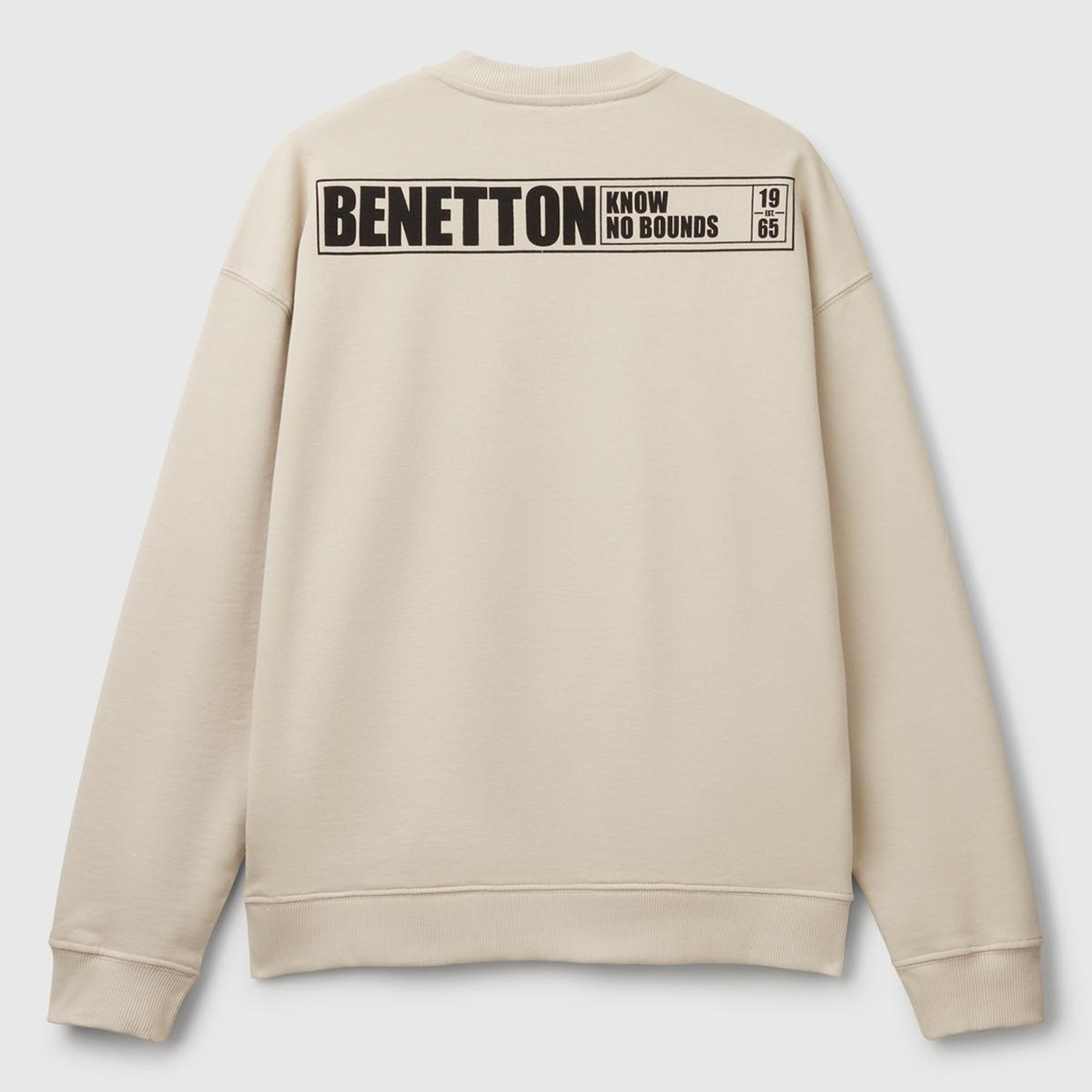 Erkek Taş Rengi Pamuk Karışımlı Önü Baskılı Relax Fit Sweatshirt