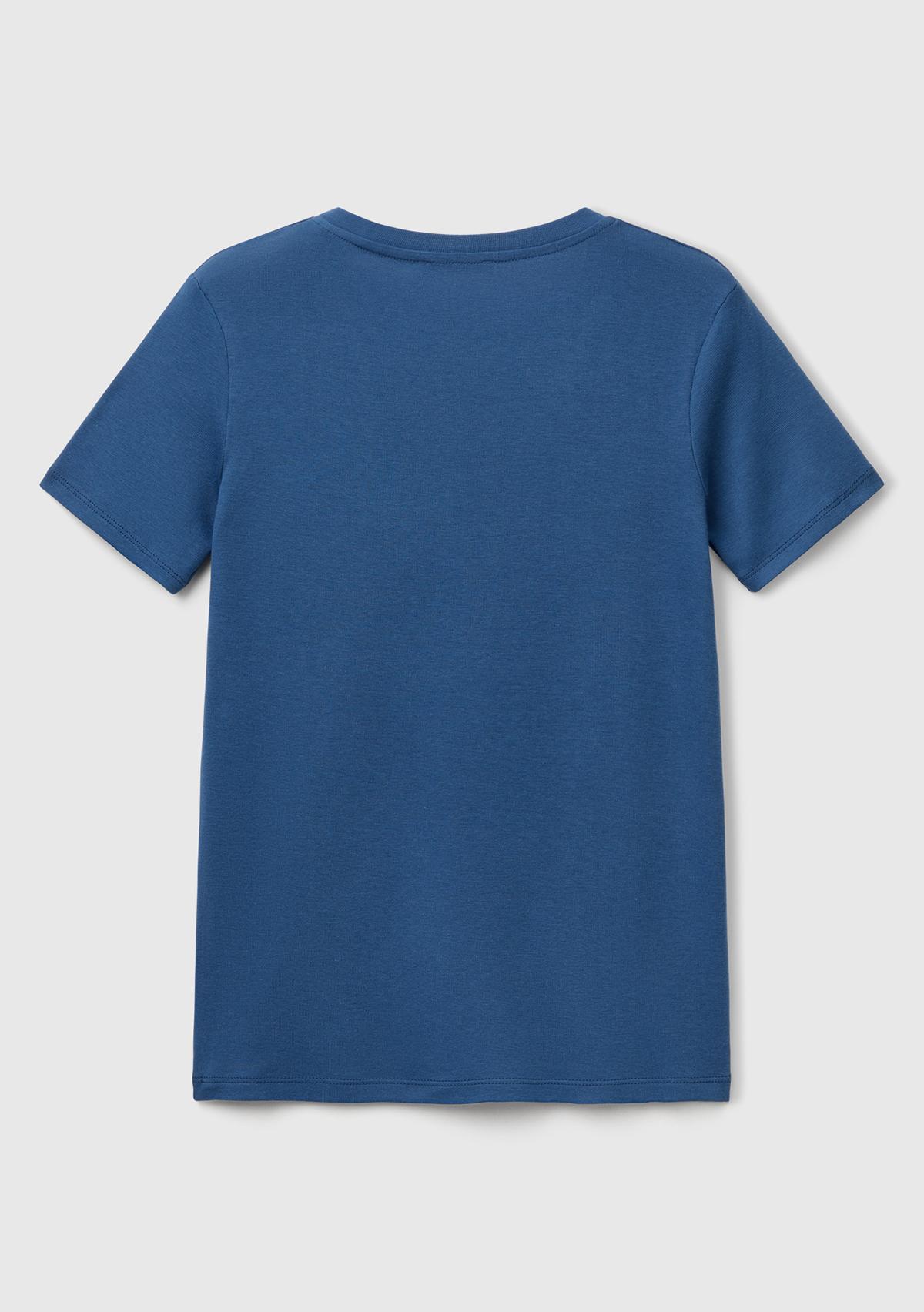 Kadın Denim %100 Pamuk V Yaka Basic T-Shirt