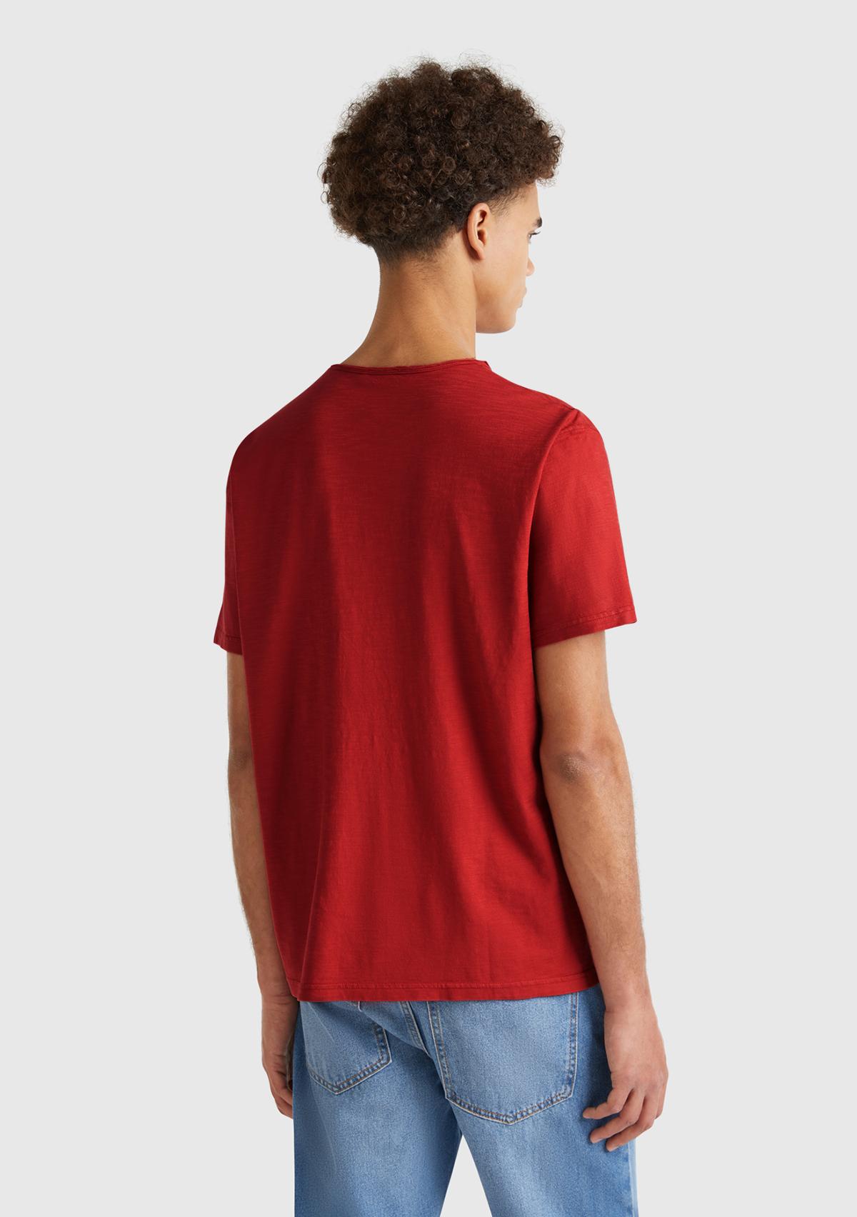 Erkek Bordo Bisiklet Yaka Slub T-shirt