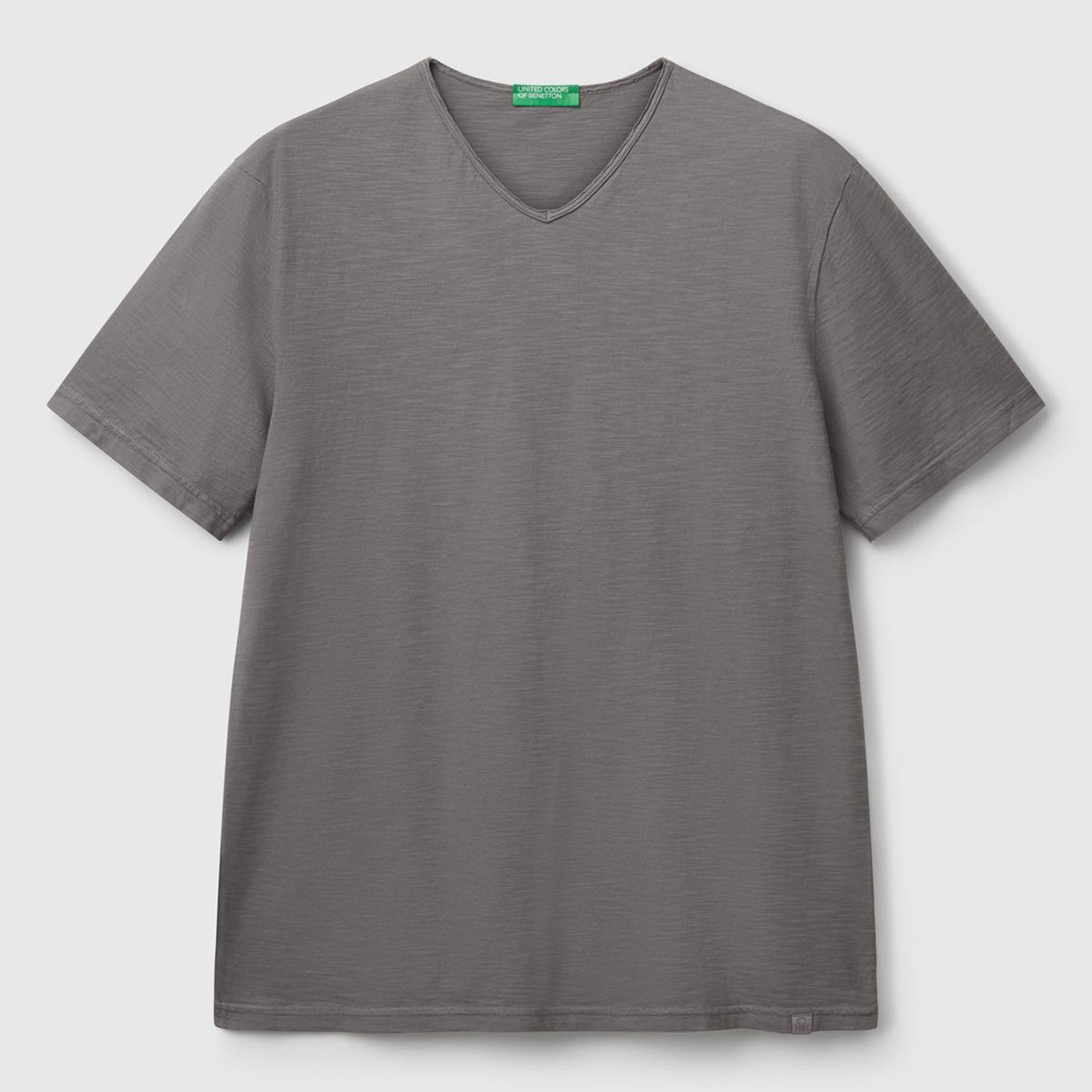 Erkek Antrasit V Yaka Slub T-shirt