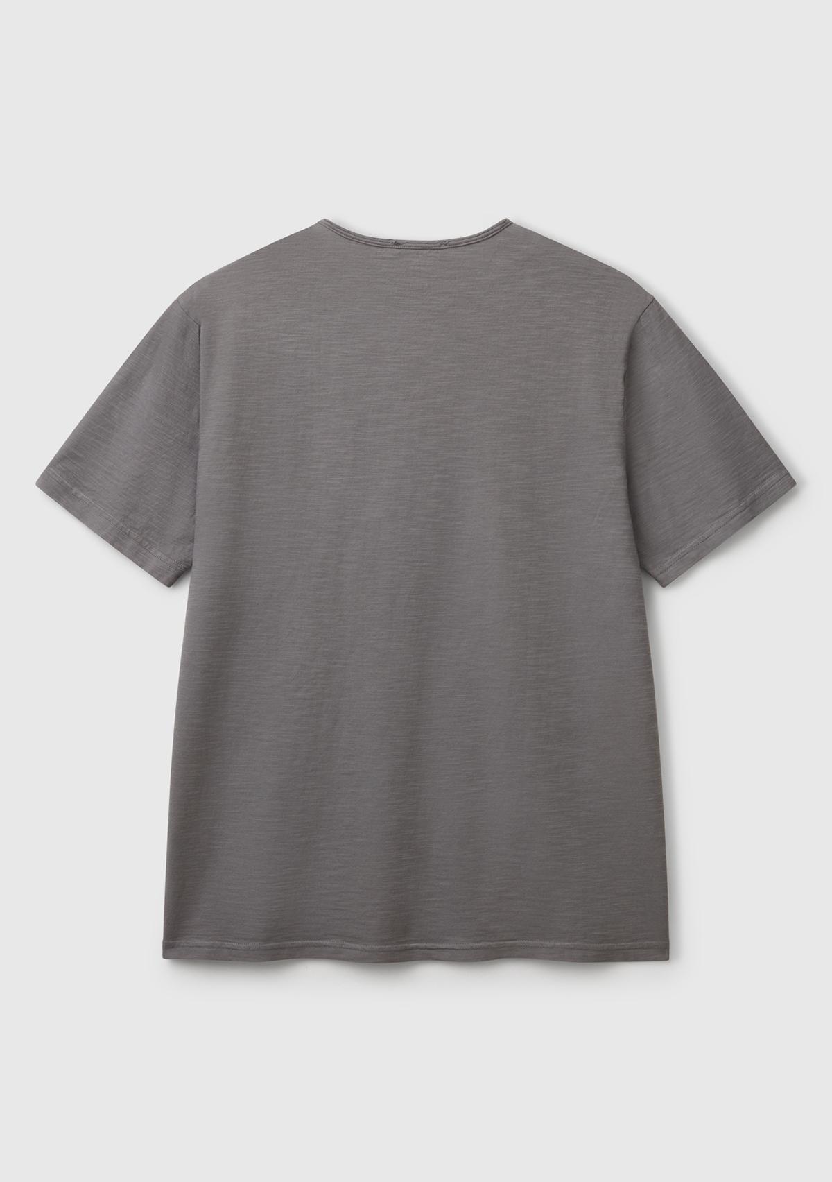 Erkek Antrasit V Yaka Slub T-shirt