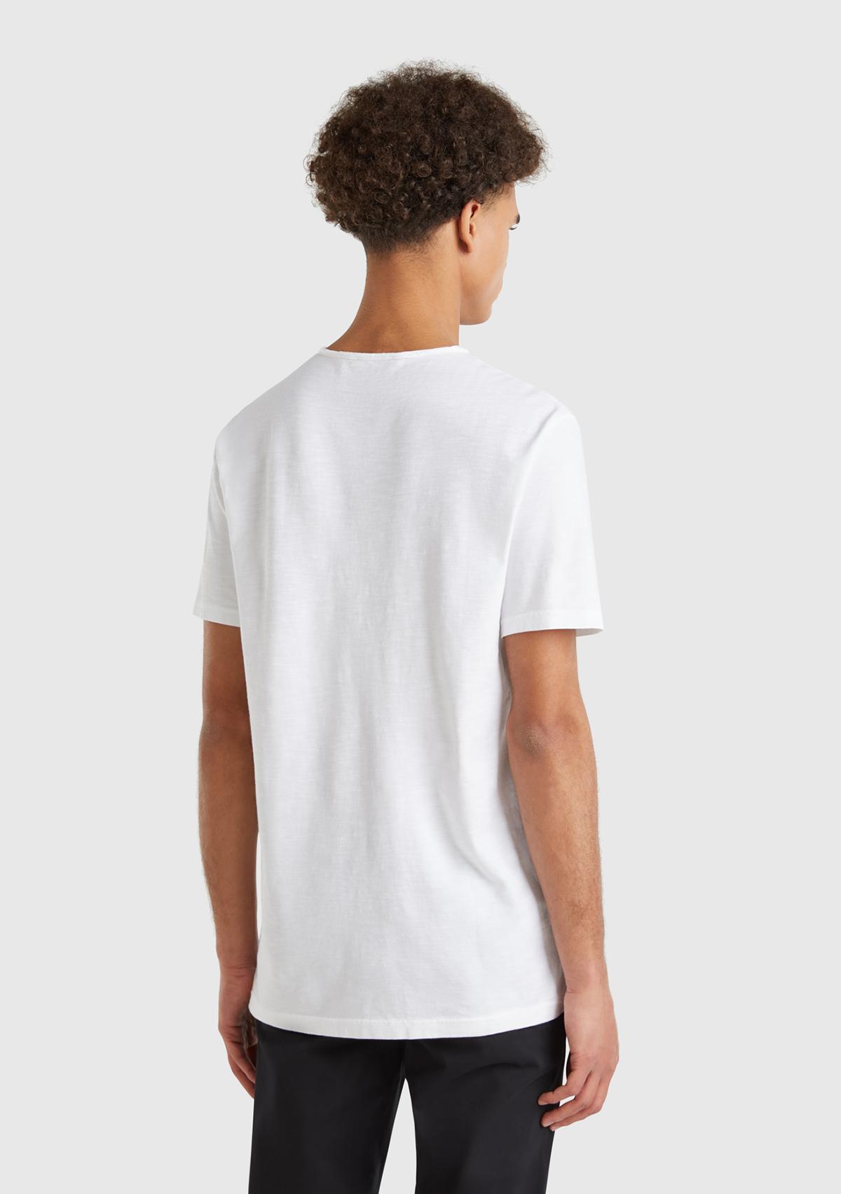 Erkek Beyaz V Yaka Slub T-shirt