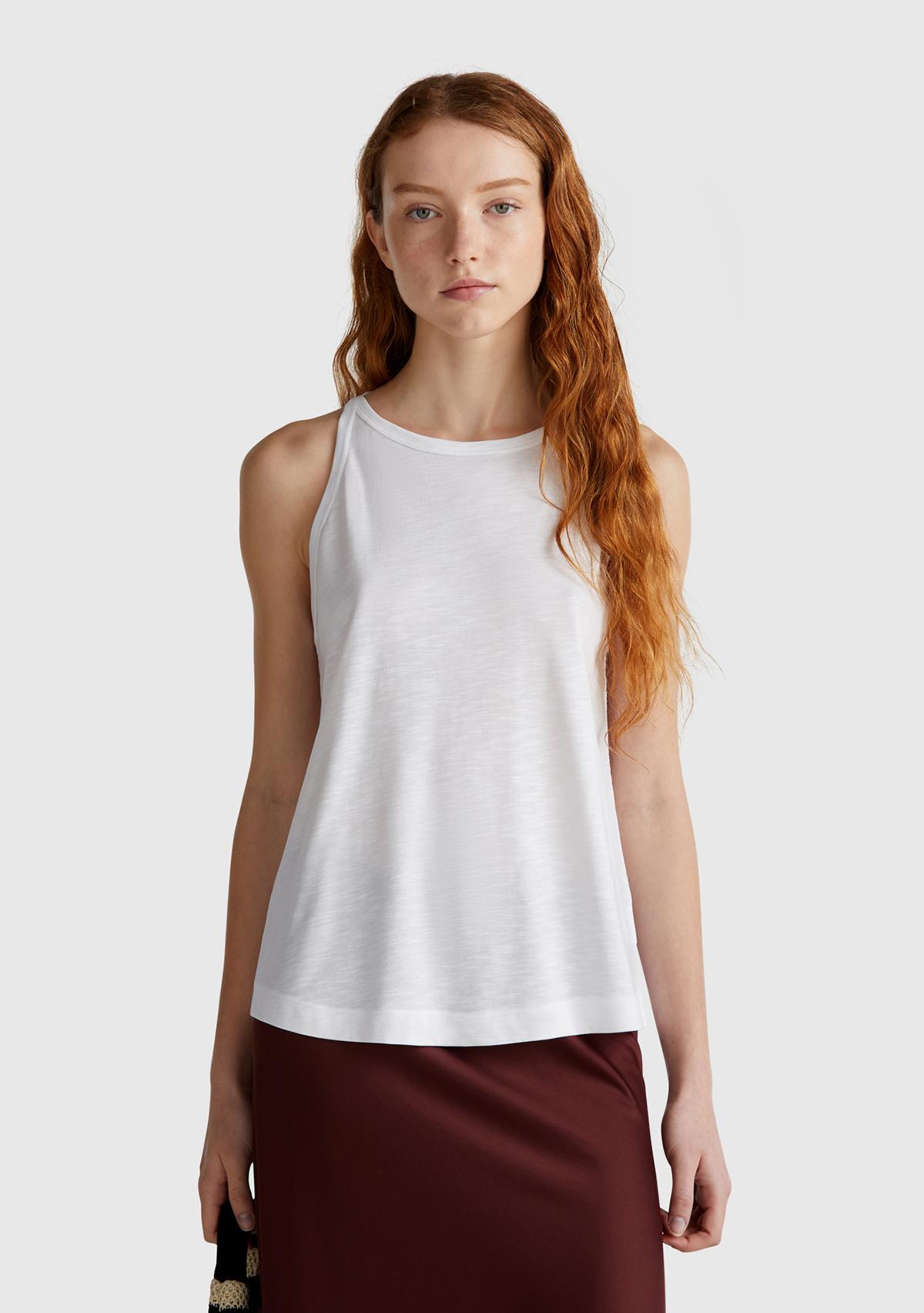 Kadın Beyaz Modal Karışımlı Slub Atlet