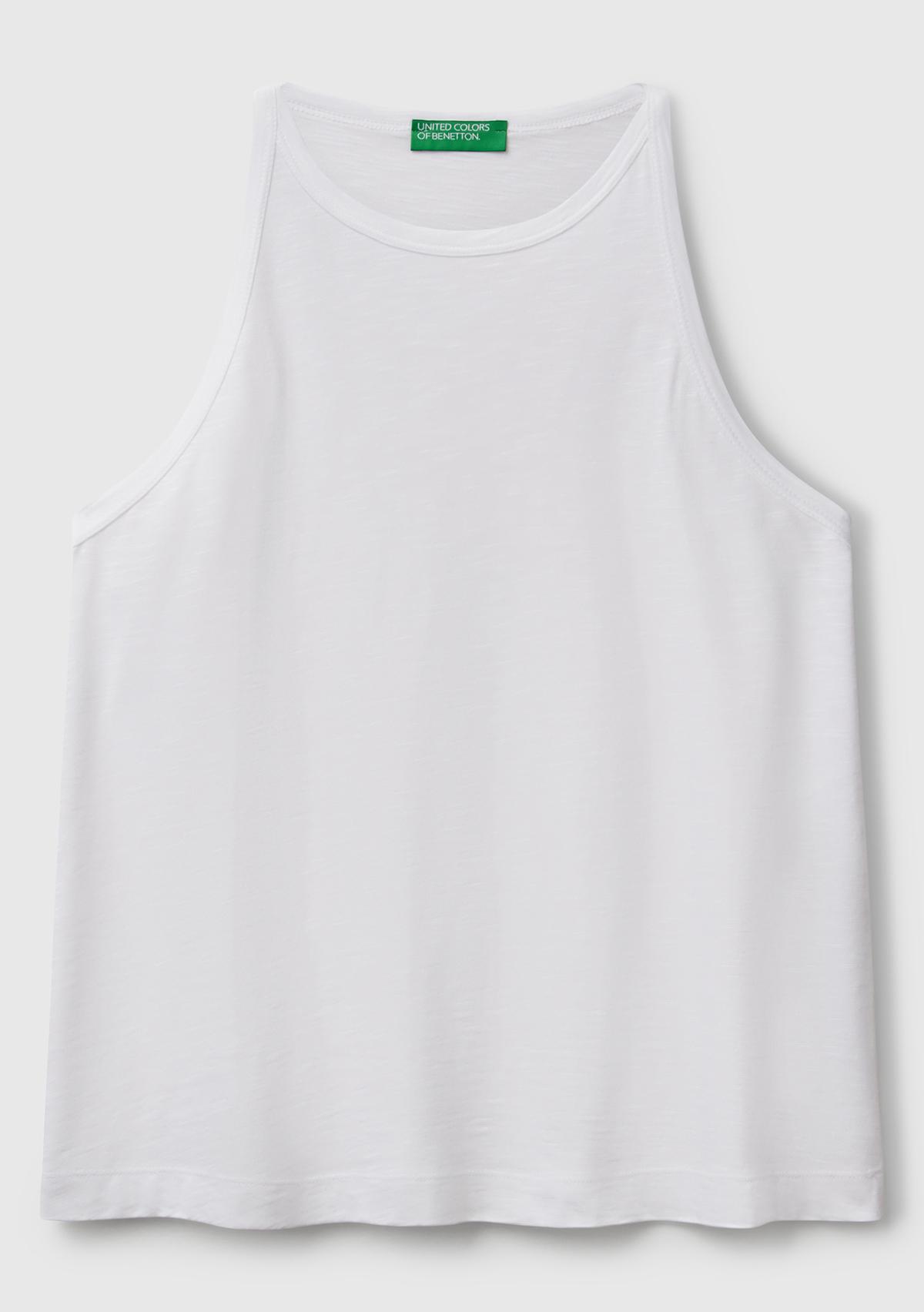 Kadın Beyaz Modal Karışımlı Slub Atlet