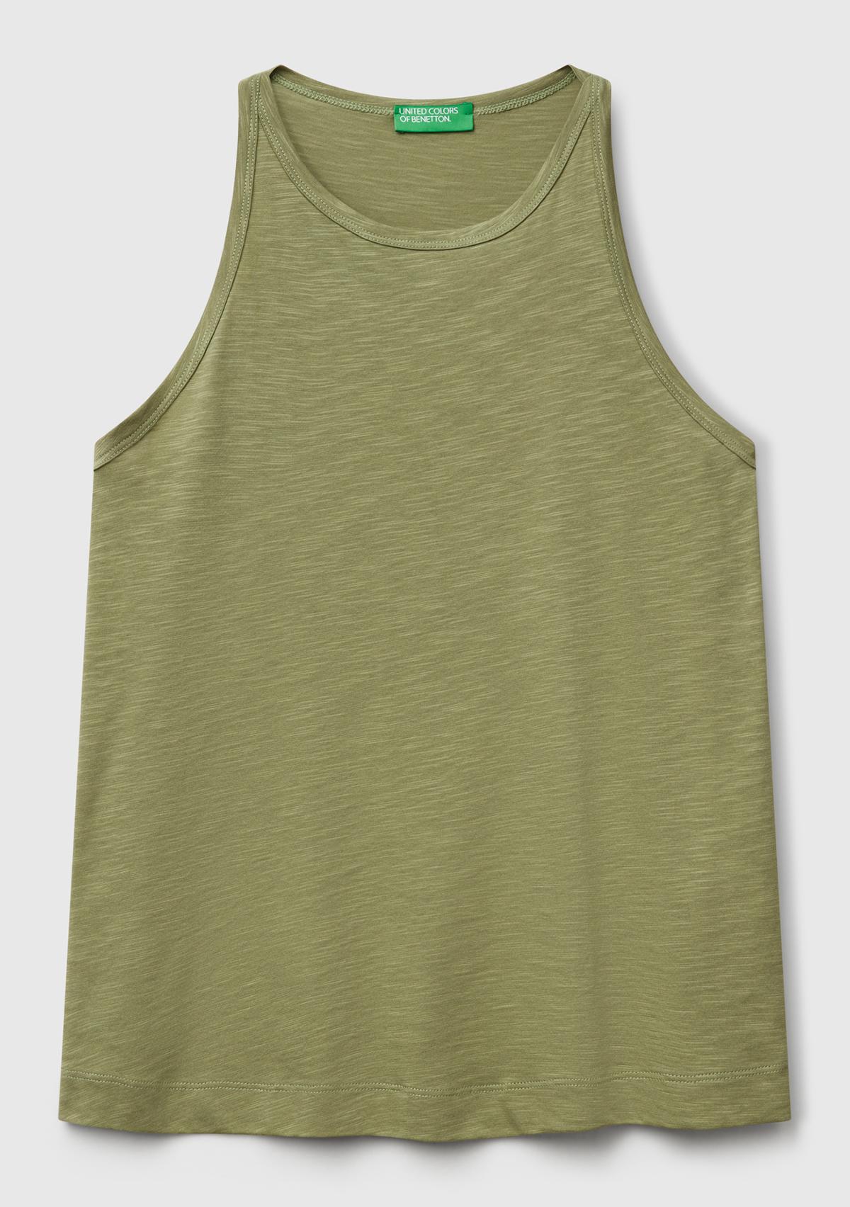 Kadın Adaçayı yeşili Modal Karışımlı Slub Atlet