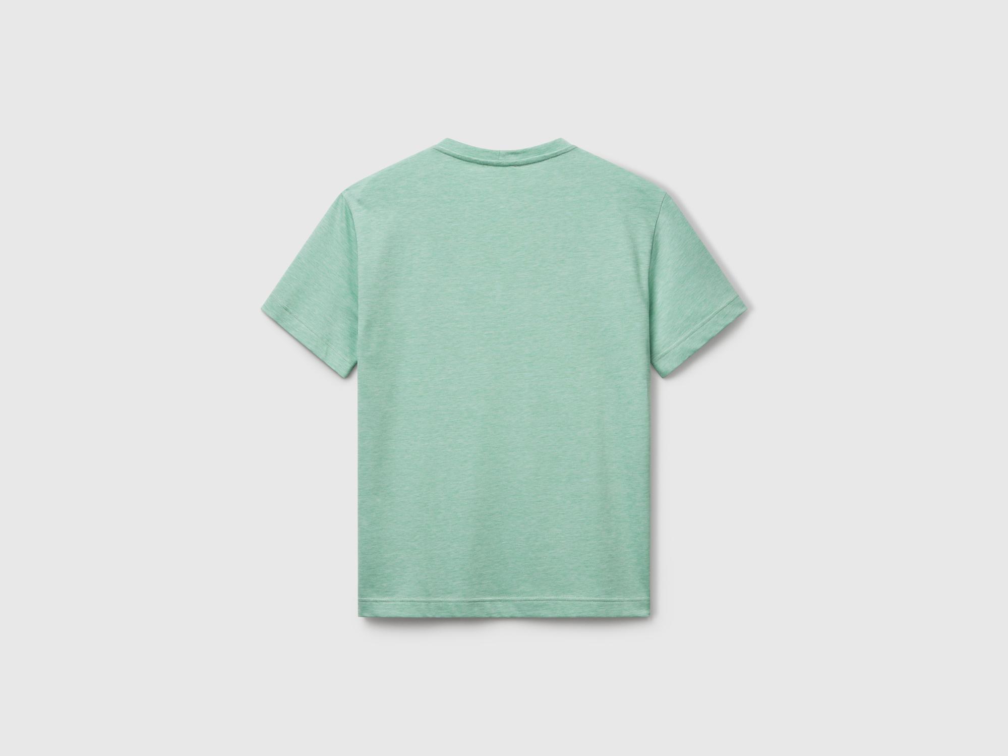 Erkek Yeşil %100 Pamuk Göğsü Yama Logo İşlemeli Bisiklet Yaka T-Shirt