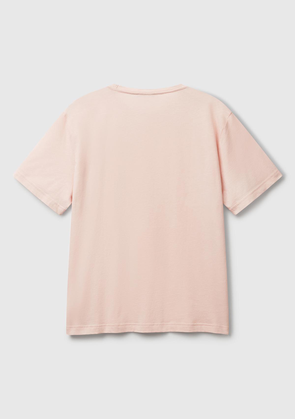 Erkek Pembe %100 Koton Bisiklet Yaka T-Shirt