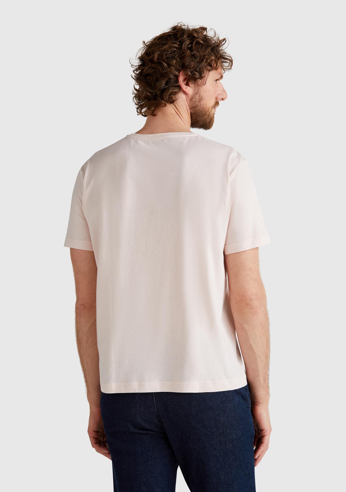 Erkek Pembe %100 Koton Bisiklet Yaka T-Shirt