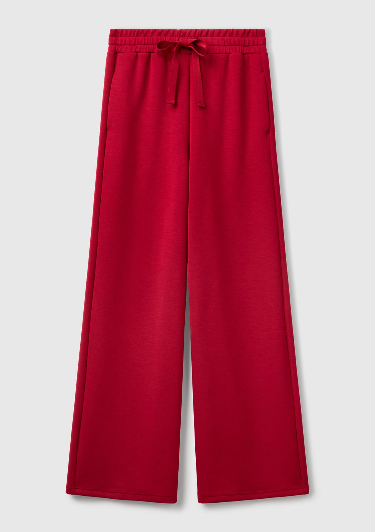 Kadın Bordo Modal Karışımlı Bol Paça Eşofman Altı