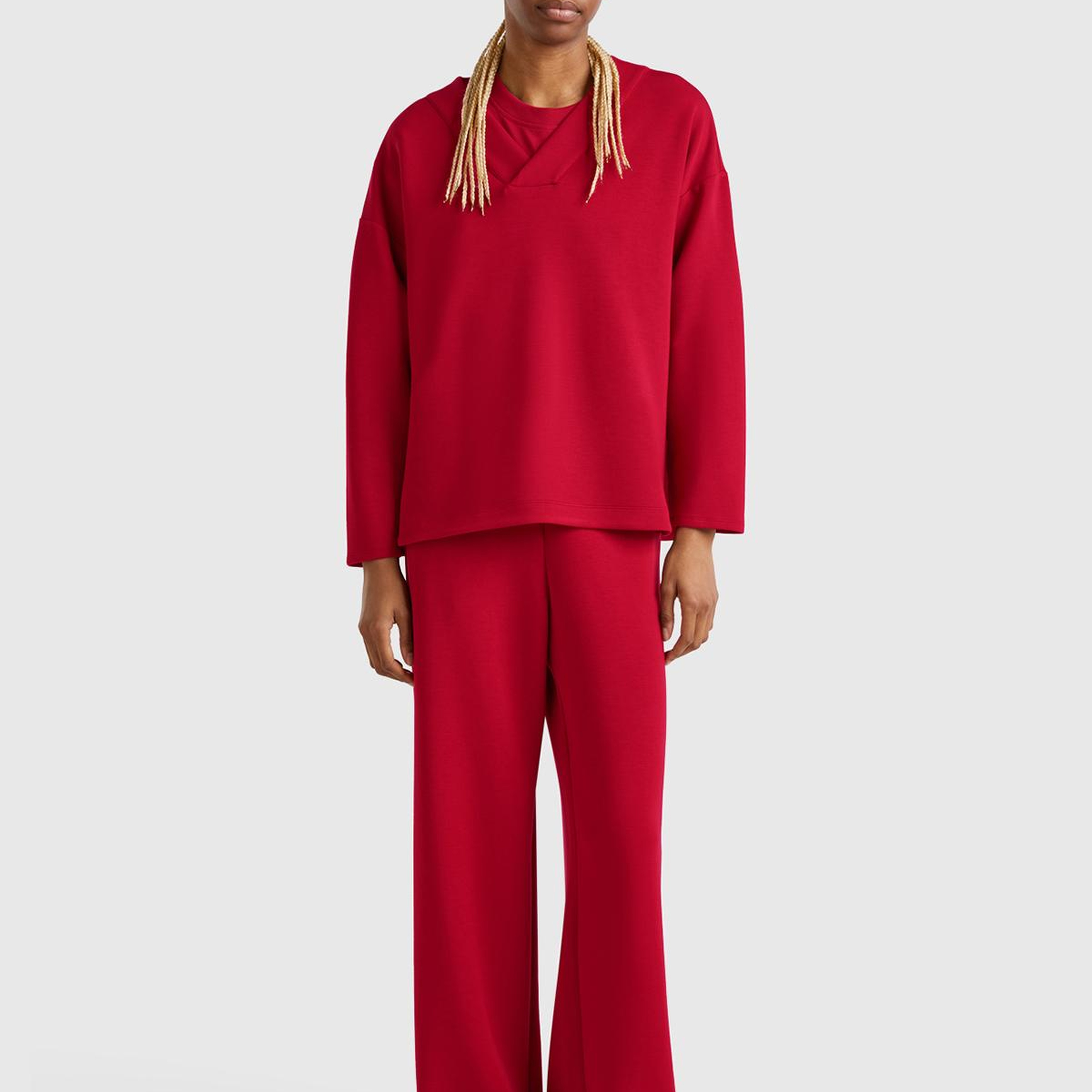 Kadın Bordo Modal Karışımlı Bol Paça Eşofman Altı