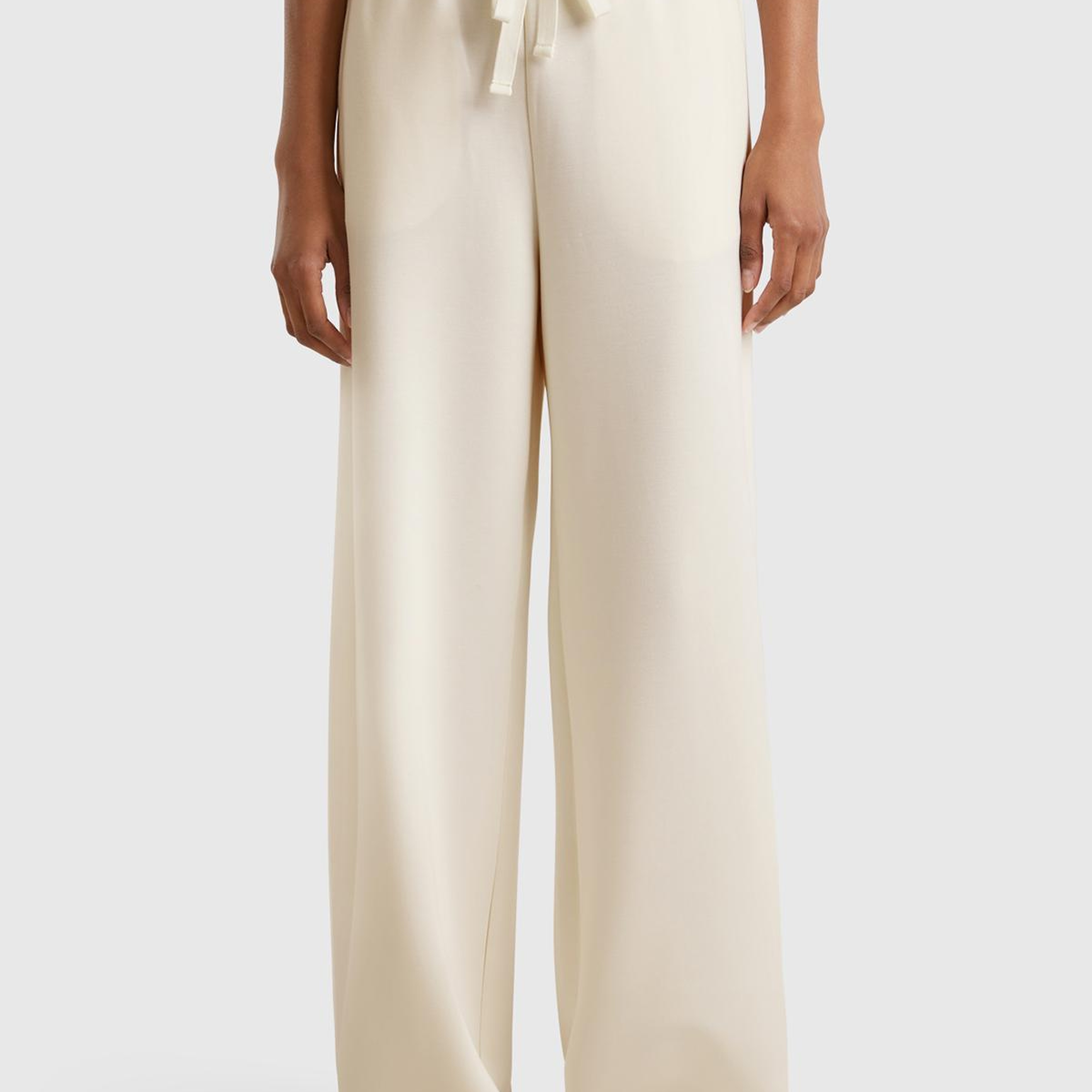 Kadın Krem Modal Karışımlı Bol Paça Eşofman Altı