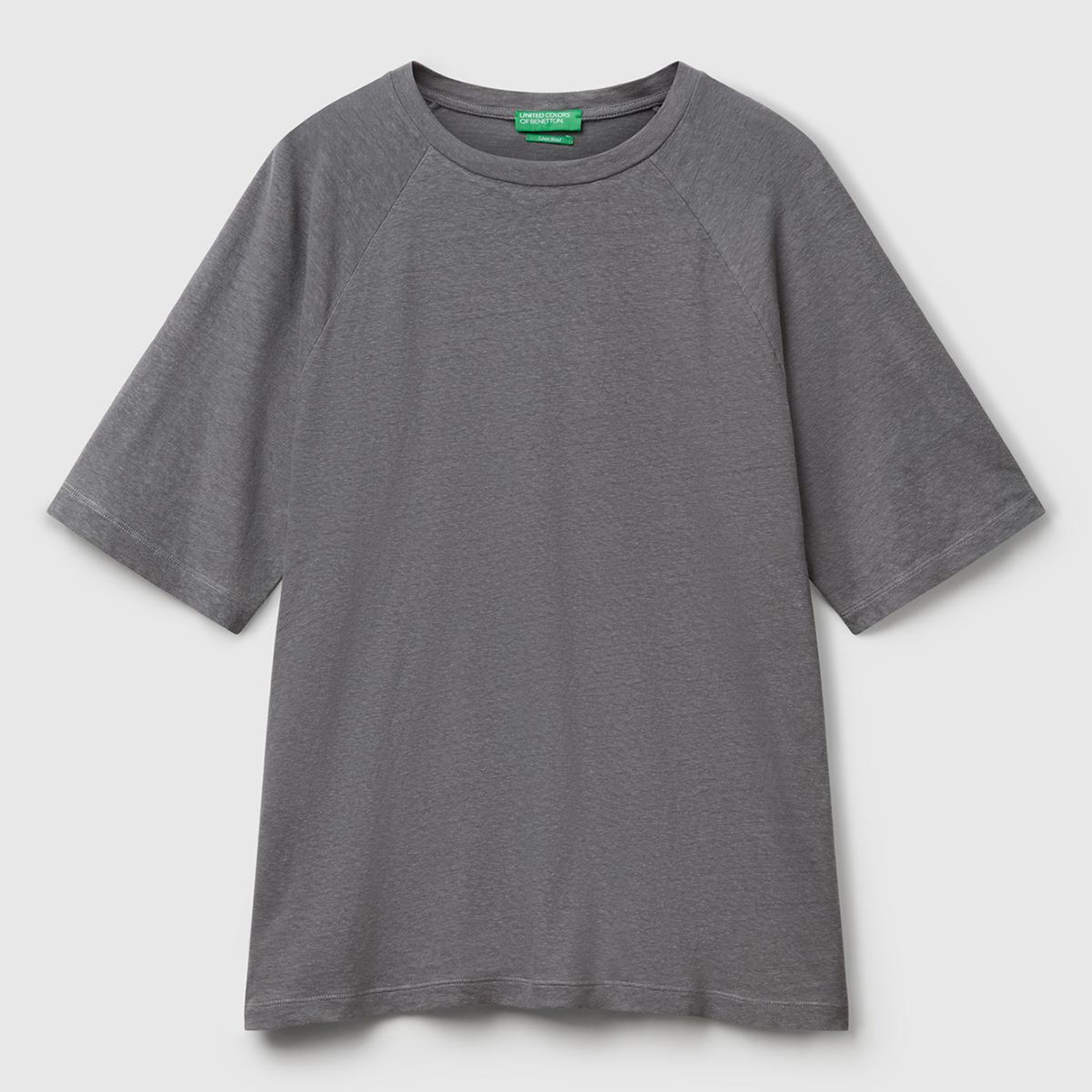 Erkek Antrasit Pamuk ve Keten Karışımlı Reglan Kol Relax Fit T-Shirt