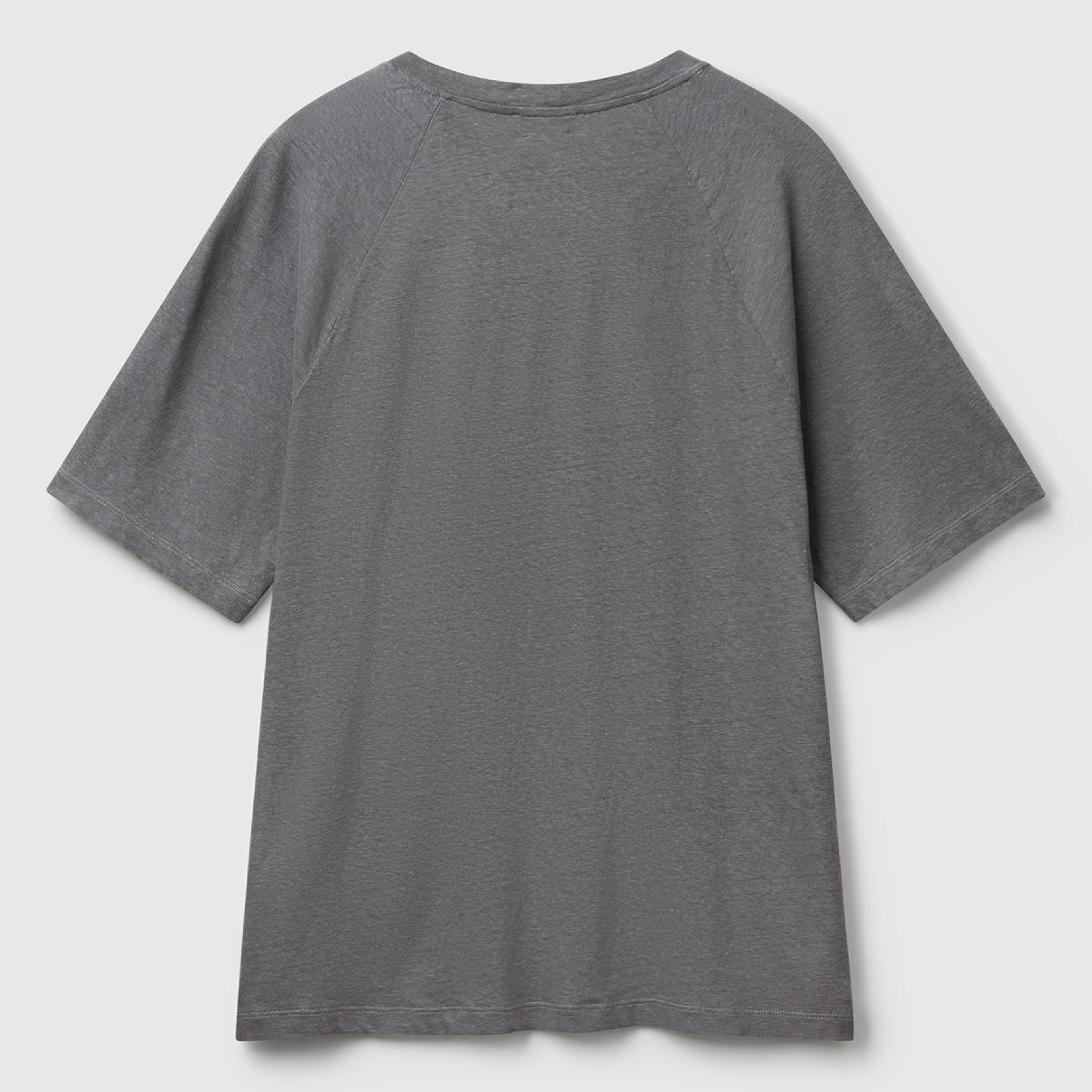 Erkek Antrasit Pamuk ve Keten Karışımlı Reglan Kol Relax Fit T-Shirt