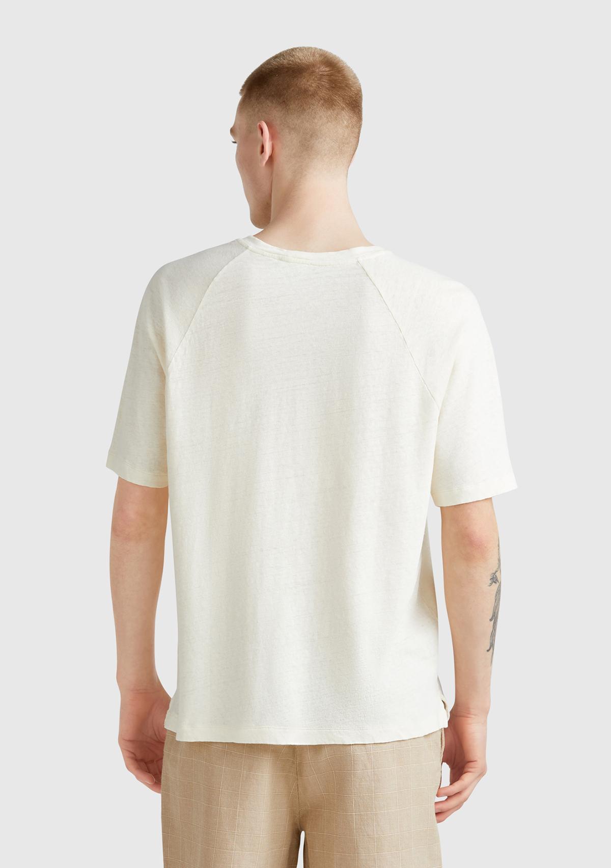 Erkek Taş Rengi Pamuk ve Keten Karışımlı Reglan Kol Relax Fit T-Shirt