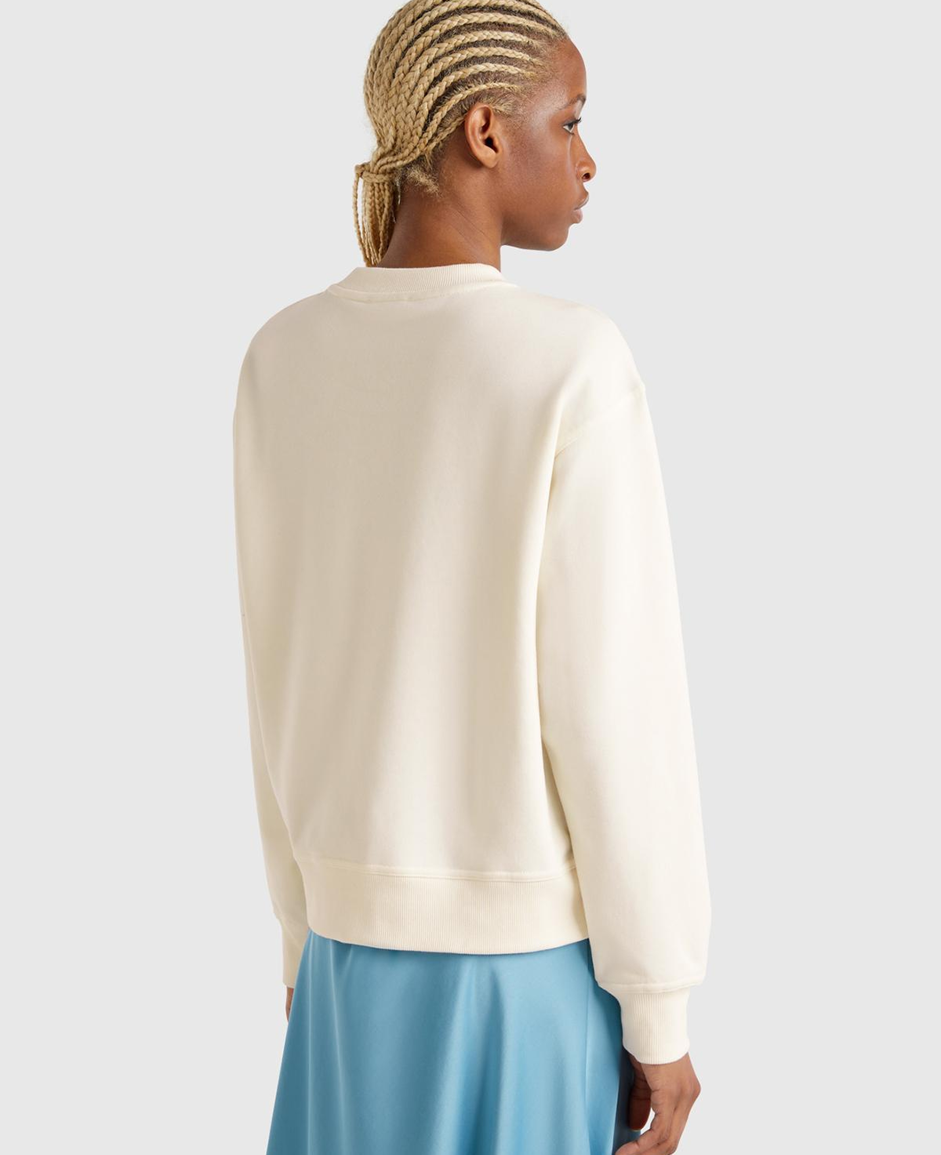 Kadın Krem Koton Karışımlı Çiçek Desenli Sweatsihrt