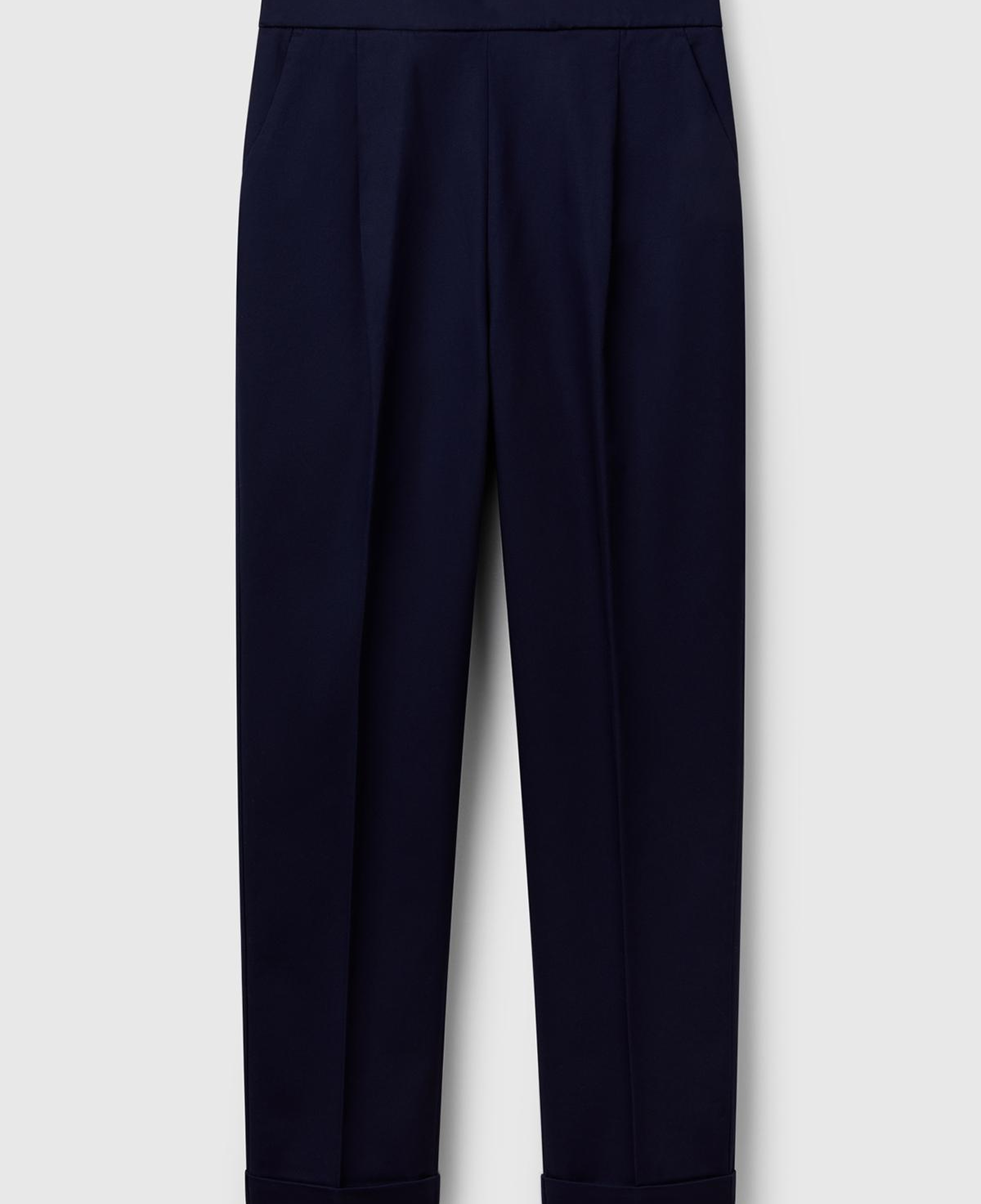 Kadın Lacivert Streç Pamuklu Arka Beli Lastikli Cepli Pantolon