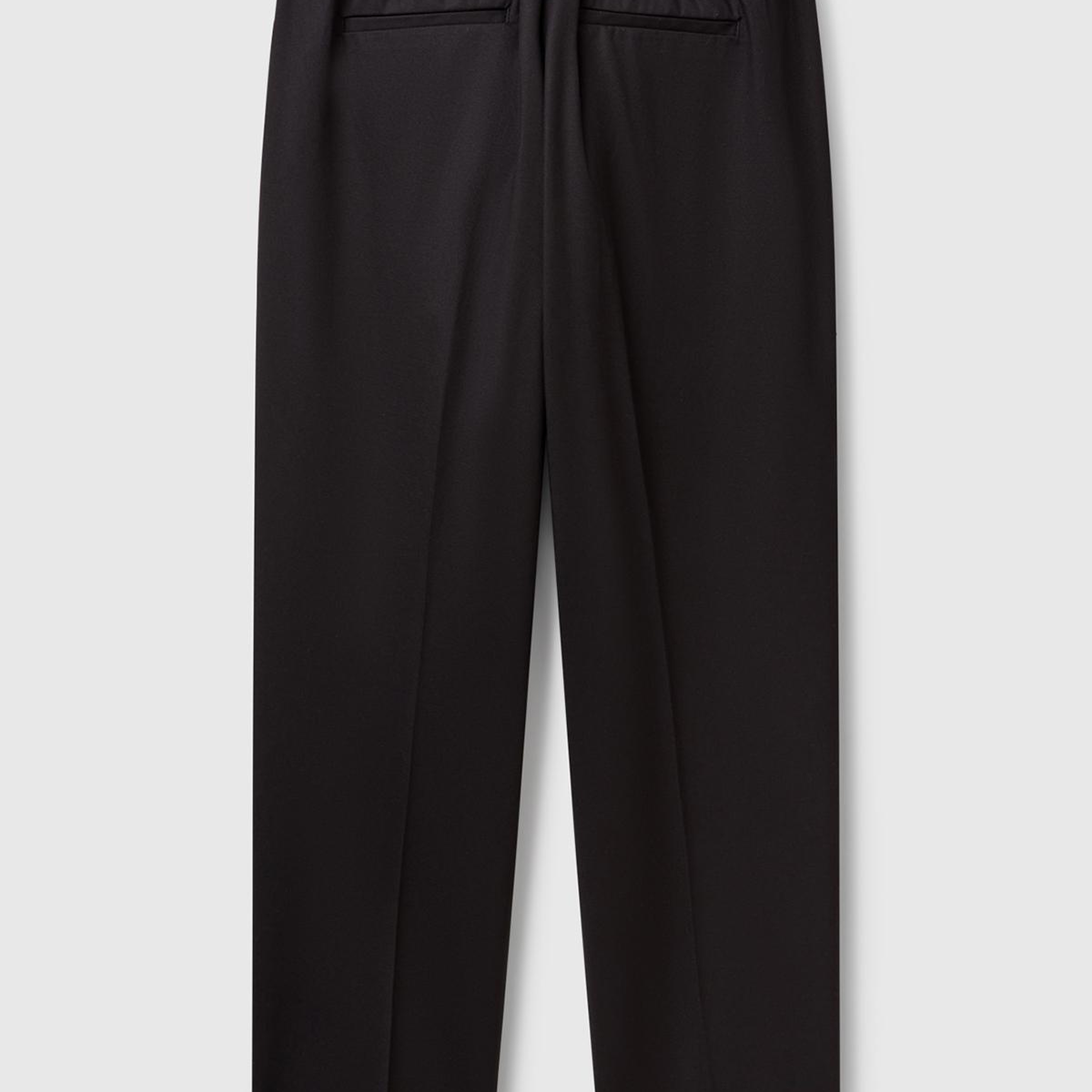 Kadın Siyah Streç Pamuklu Arka Beli Lastikli Cepli Pantolon