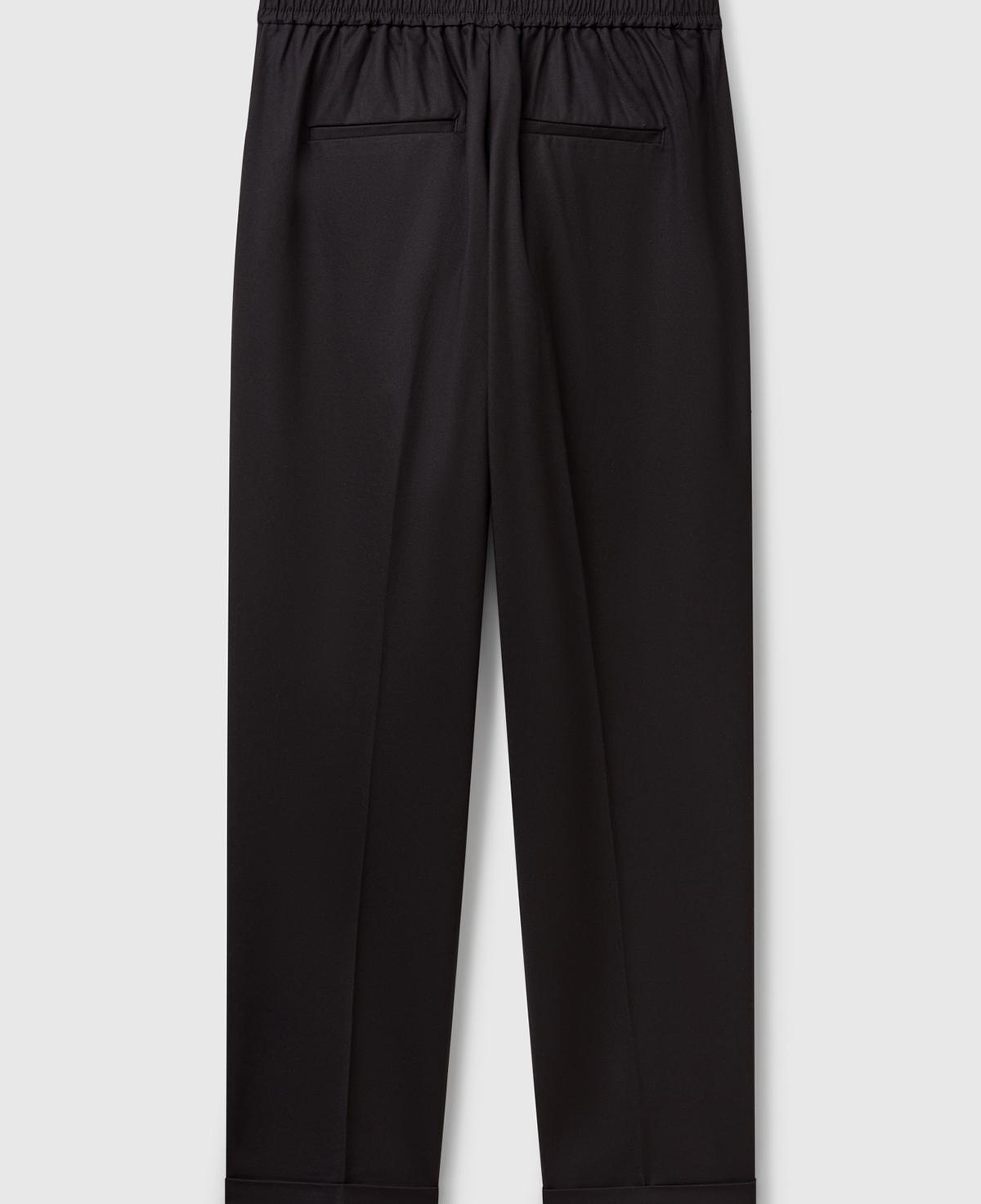 Kadın Siyah Streç Pamuklu Arka Beli Lastikli Cepli Pantolon