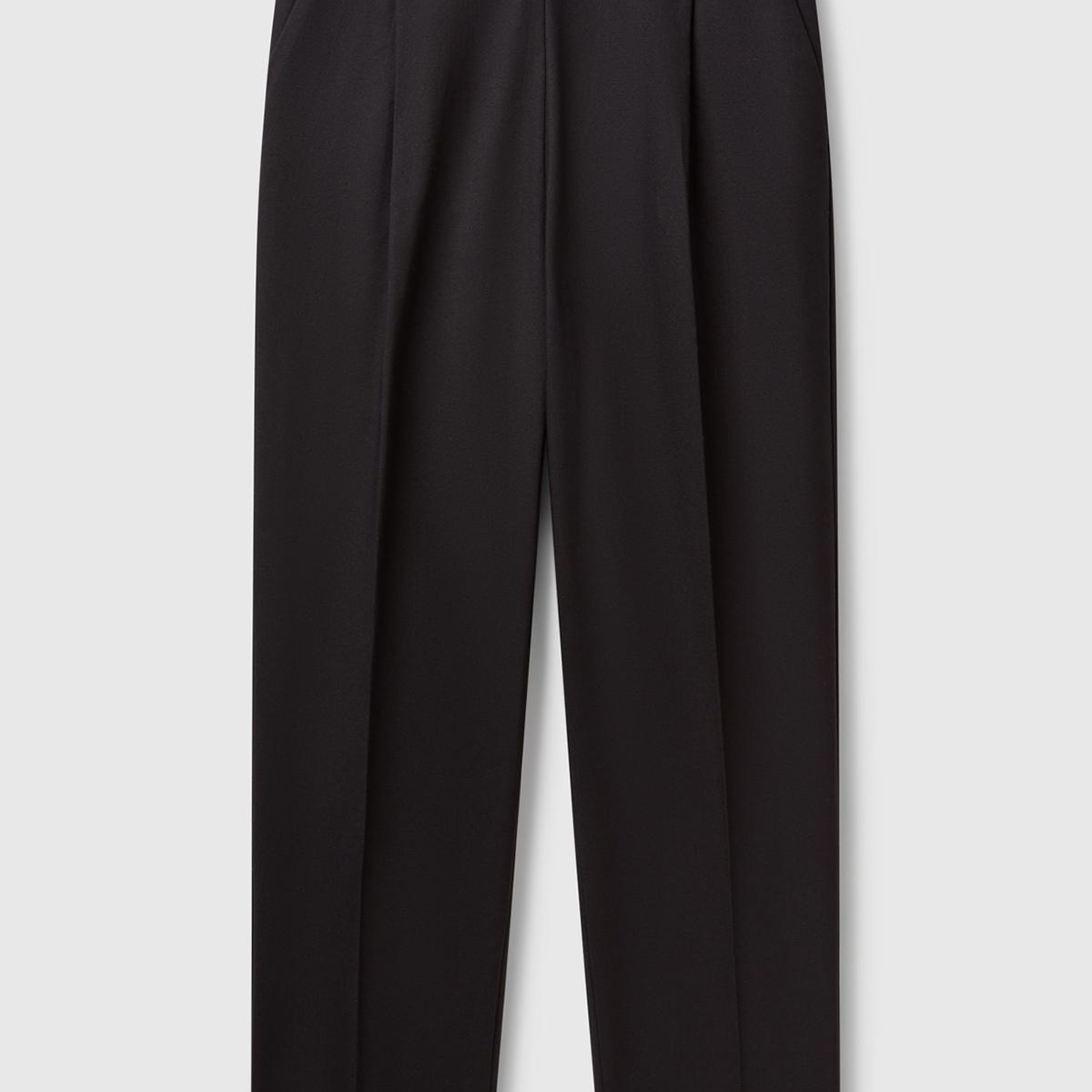 Kadın Siyah Streç Pamuklu Arka Beli Lastikli Cepli Pantolon