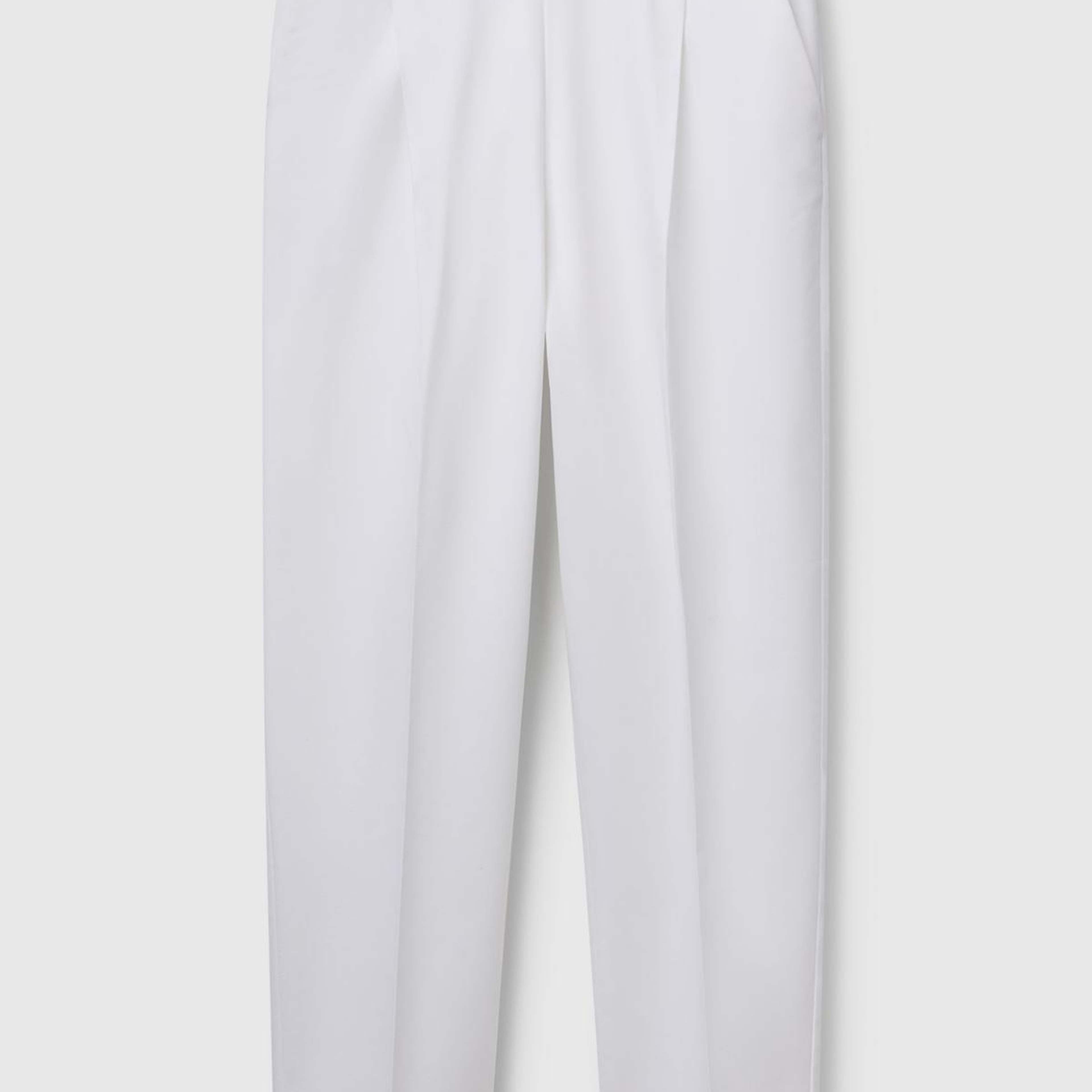 Kadın Beyaz Streç Pamuklu Arka Beli Lastikli Cepli Pantolon