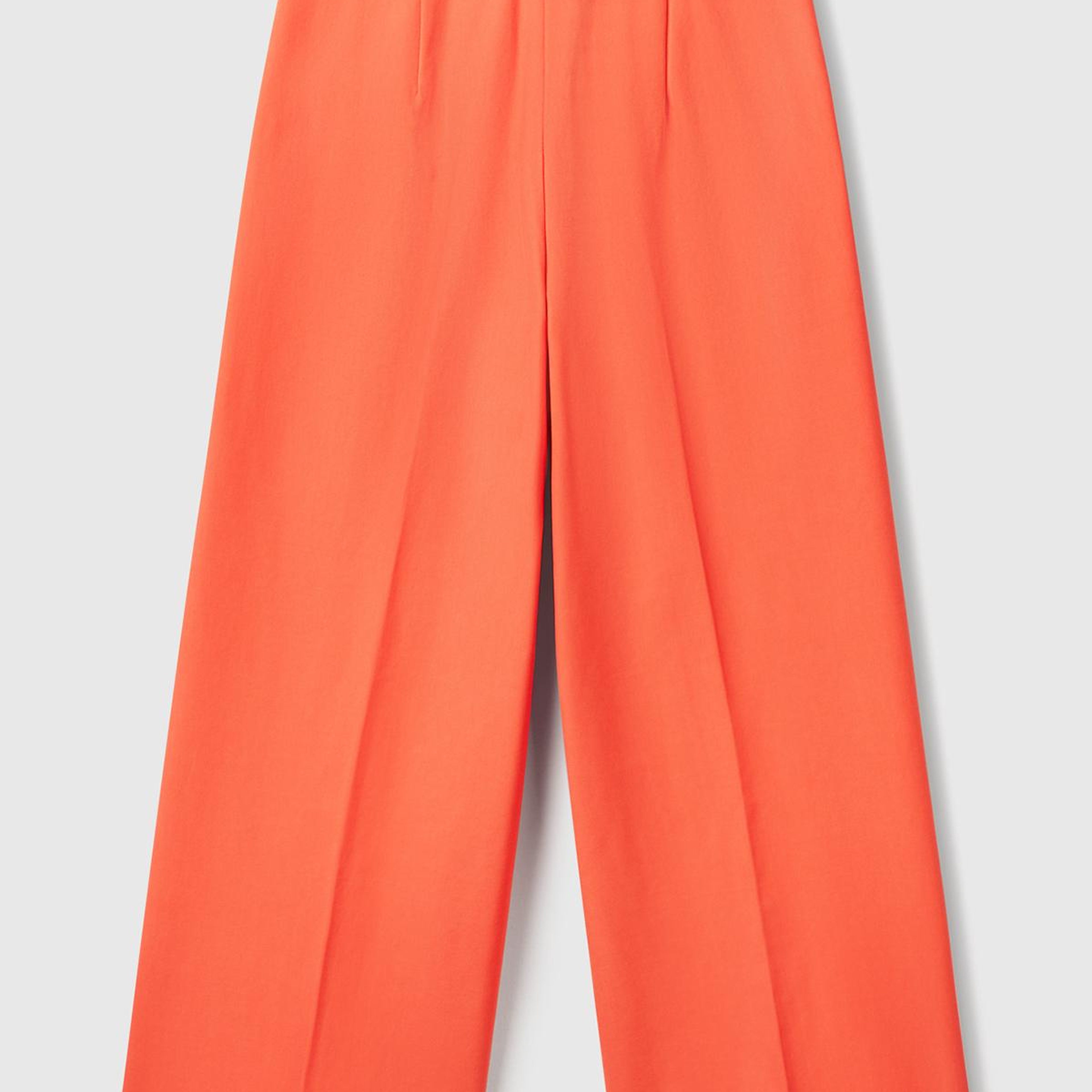 Kadın Turuncu Pamuk Karışımlı Cepli Straight Fit Yüksek Bel Pantolon