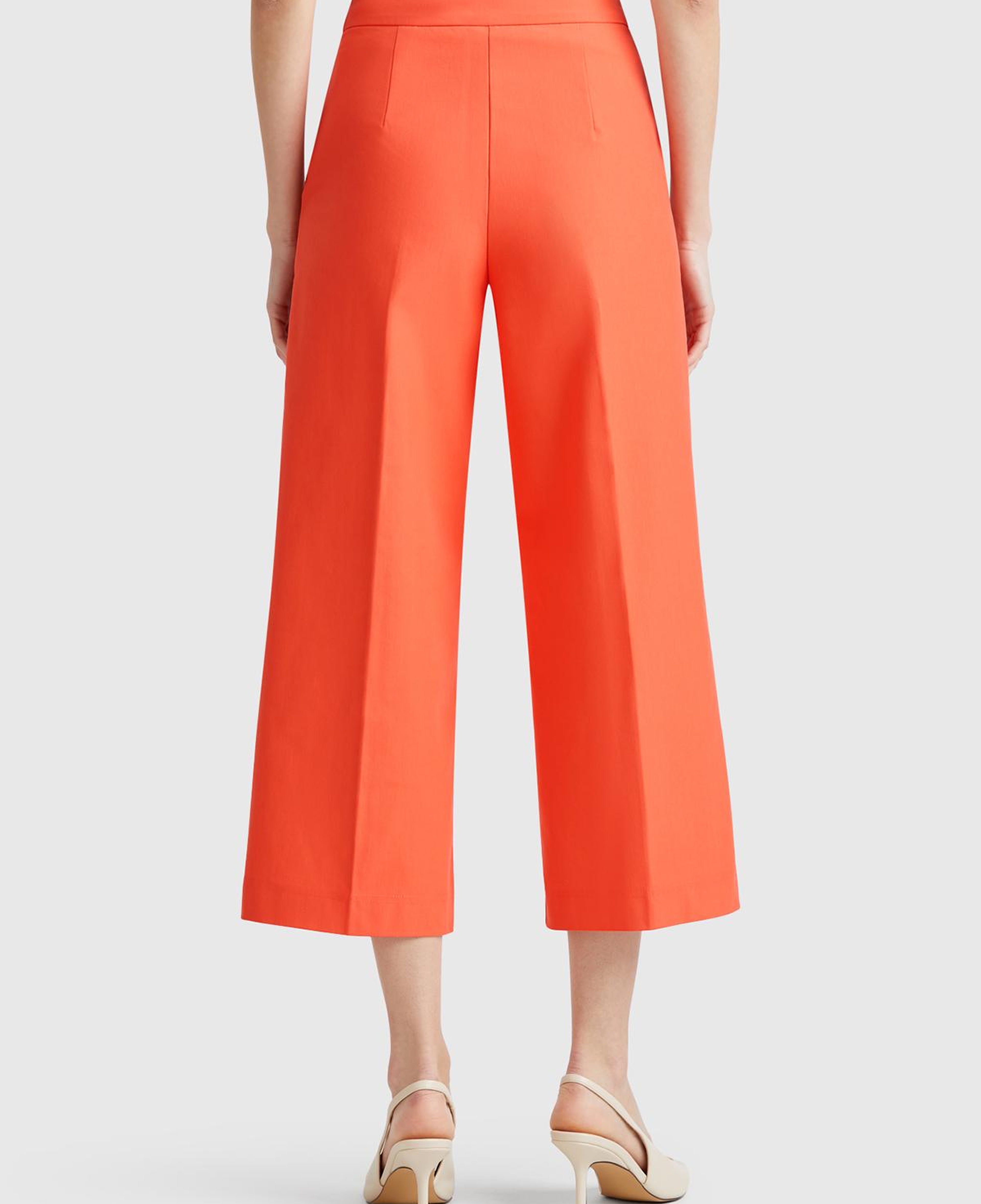 Kadın Turuncu Pamuk Karışımlı Cepli Straight Fit Yüksek Bel Pantolon