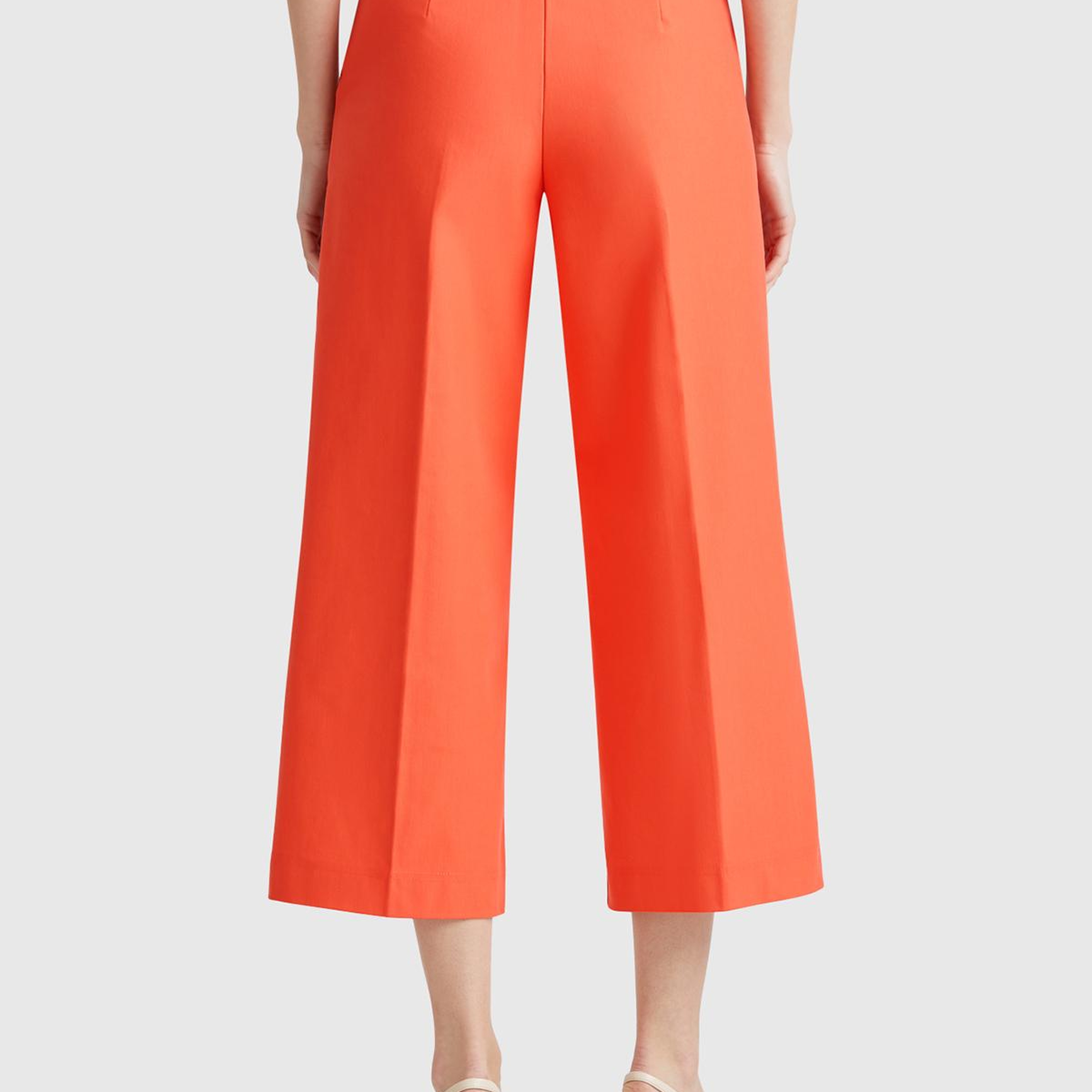 Kadın Turuncu Pamuk Karışımlı Cepli Straight Fit Yüksek Bel Pantolon