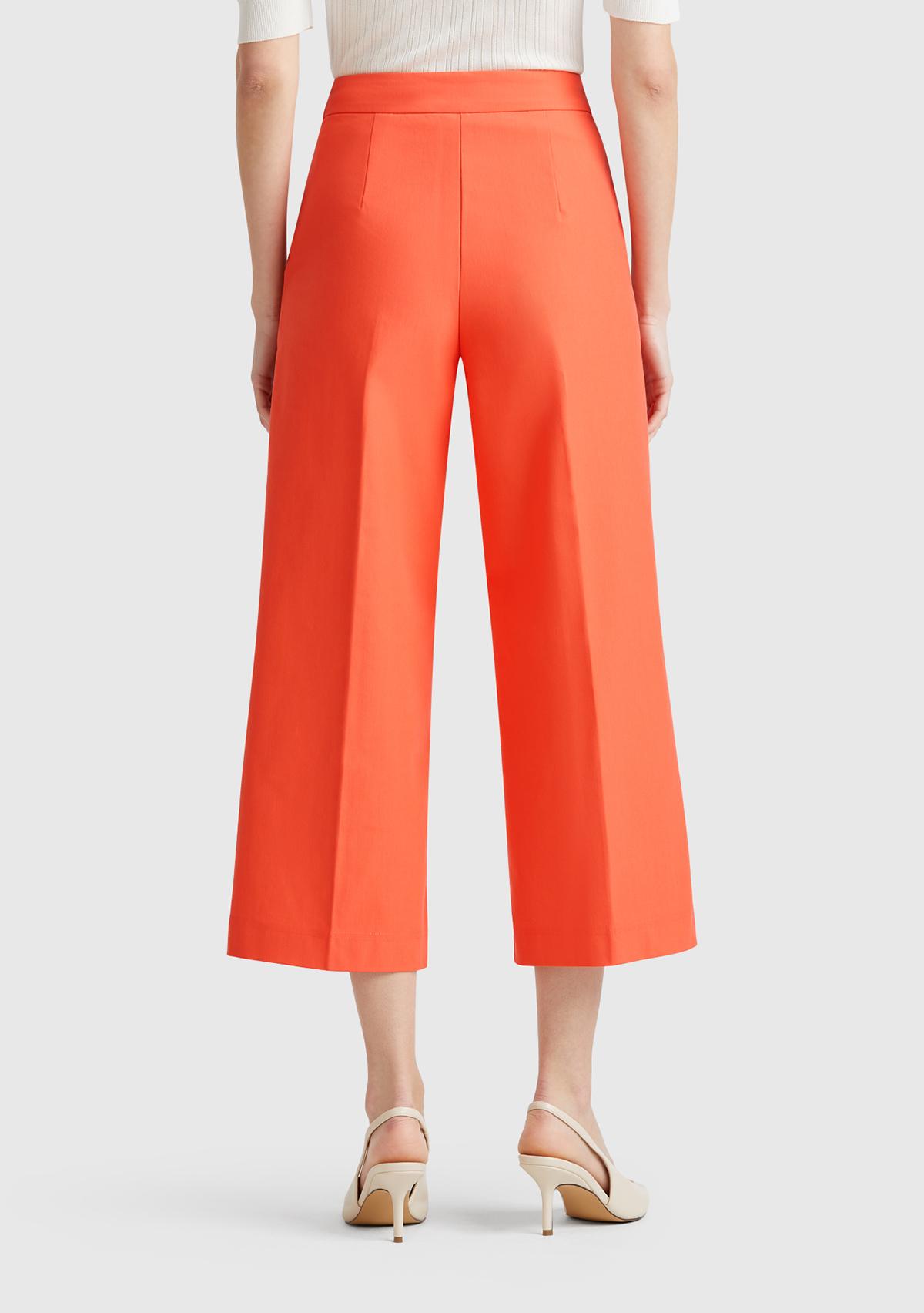 Kadın Turuncu Pamuk Karışımlı Cepli Straight Fit Yüksek Bel Pantolon