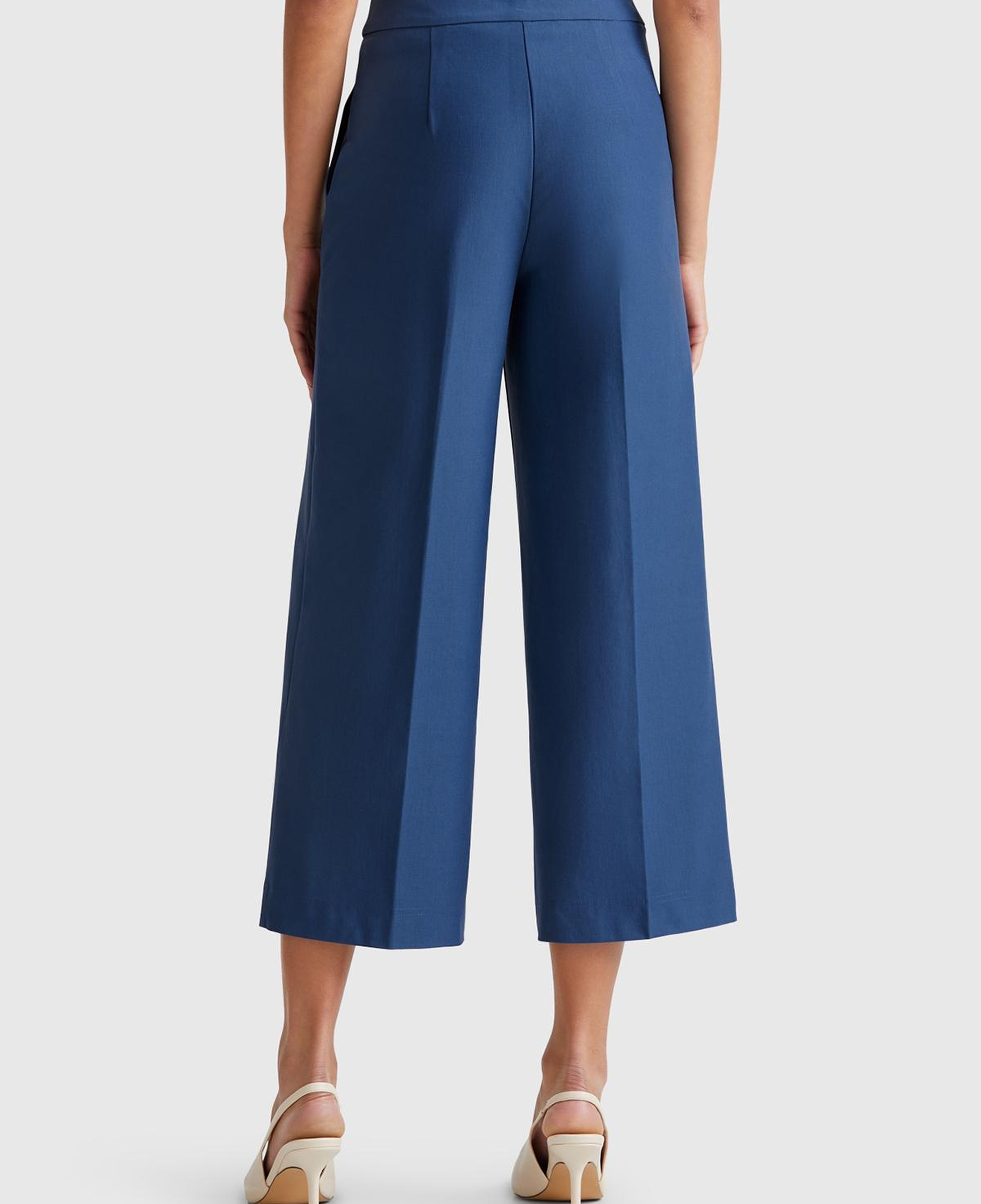 Kadın Denim Pamuk Karışımlı Cepli Straight Fit Yüksek Bel Pantolon