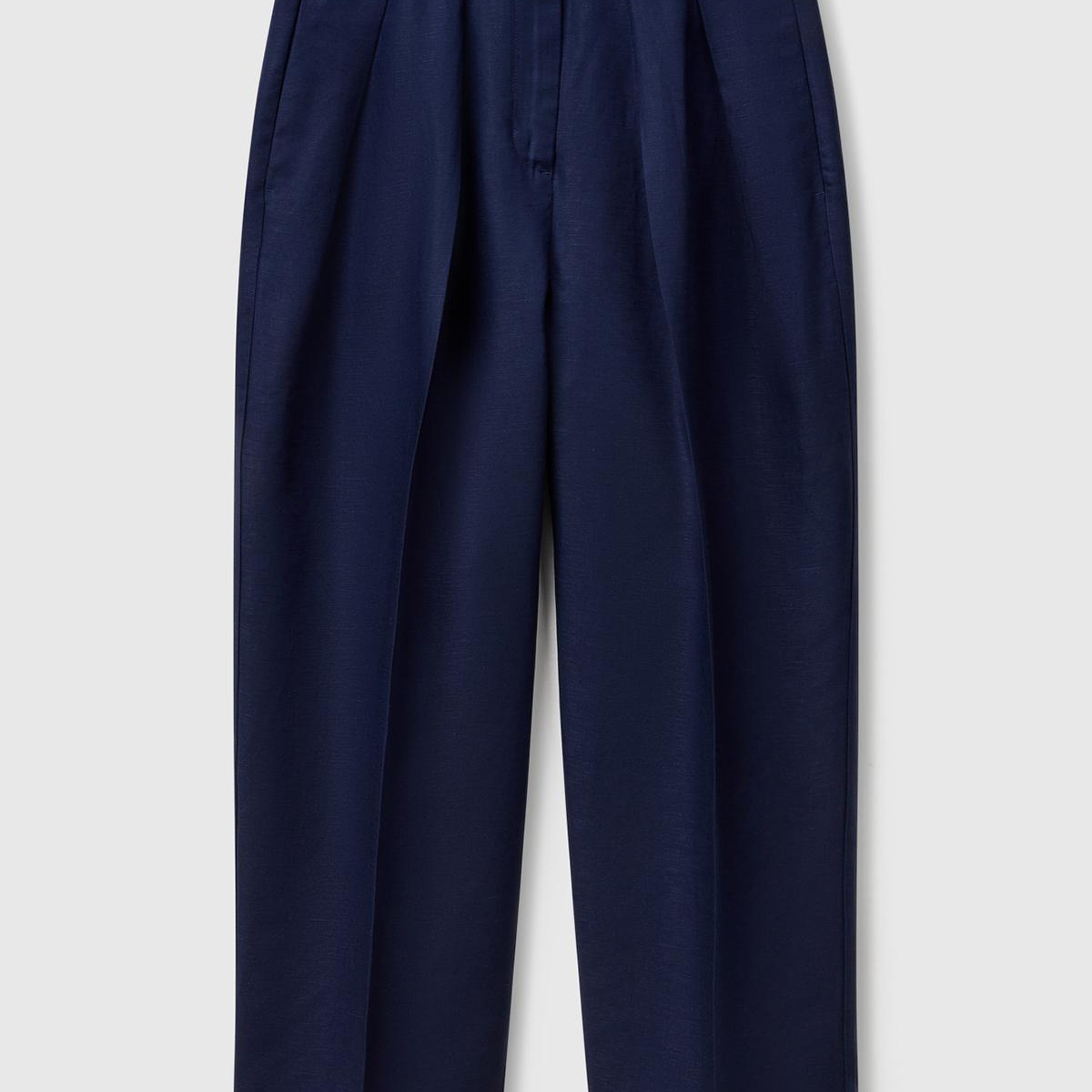 Kadın Lacivert Keten Karışımlı Havuç Kesim Pantolon