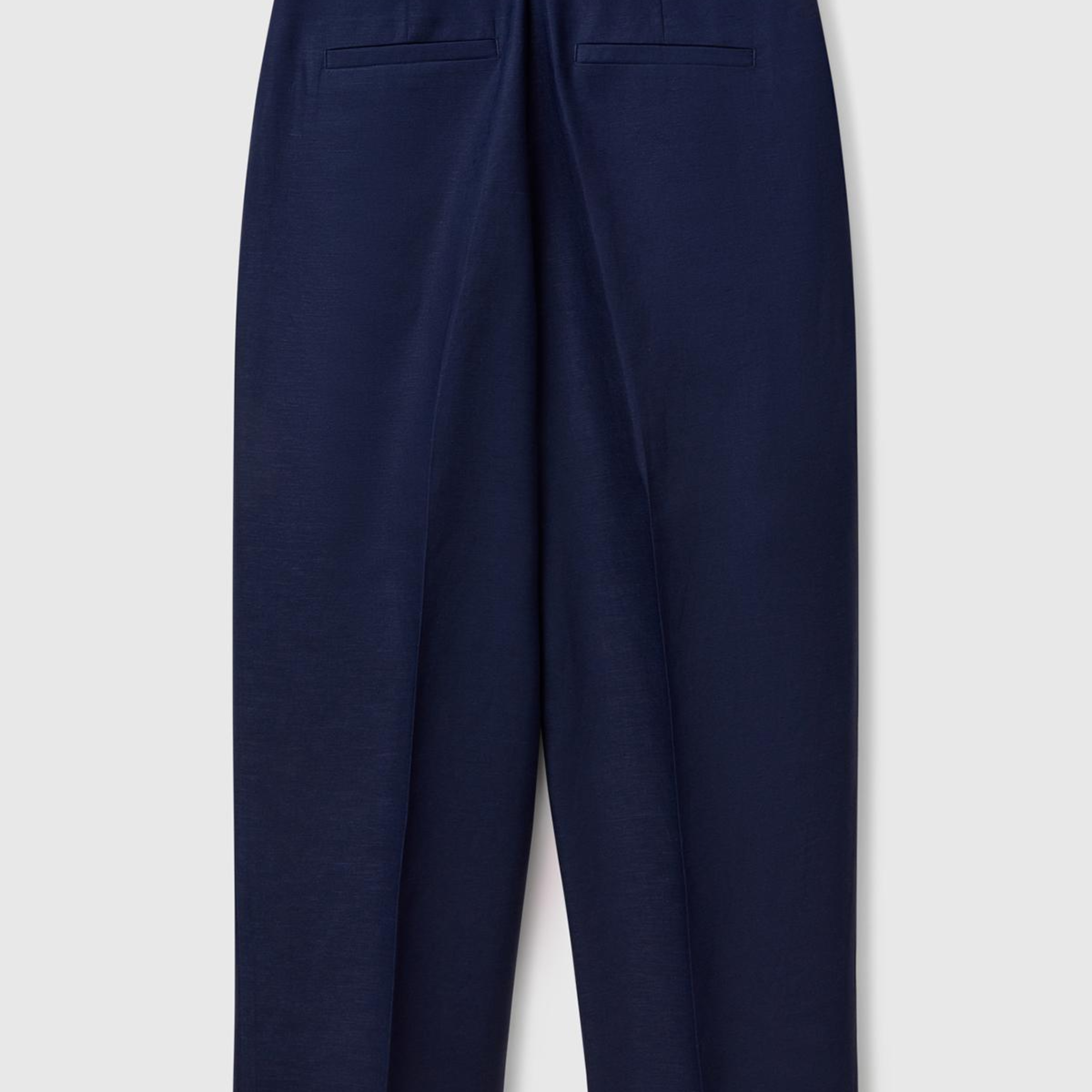 Kadın Lacivert Keten Karışımlı Havuç Kesim Pantolon