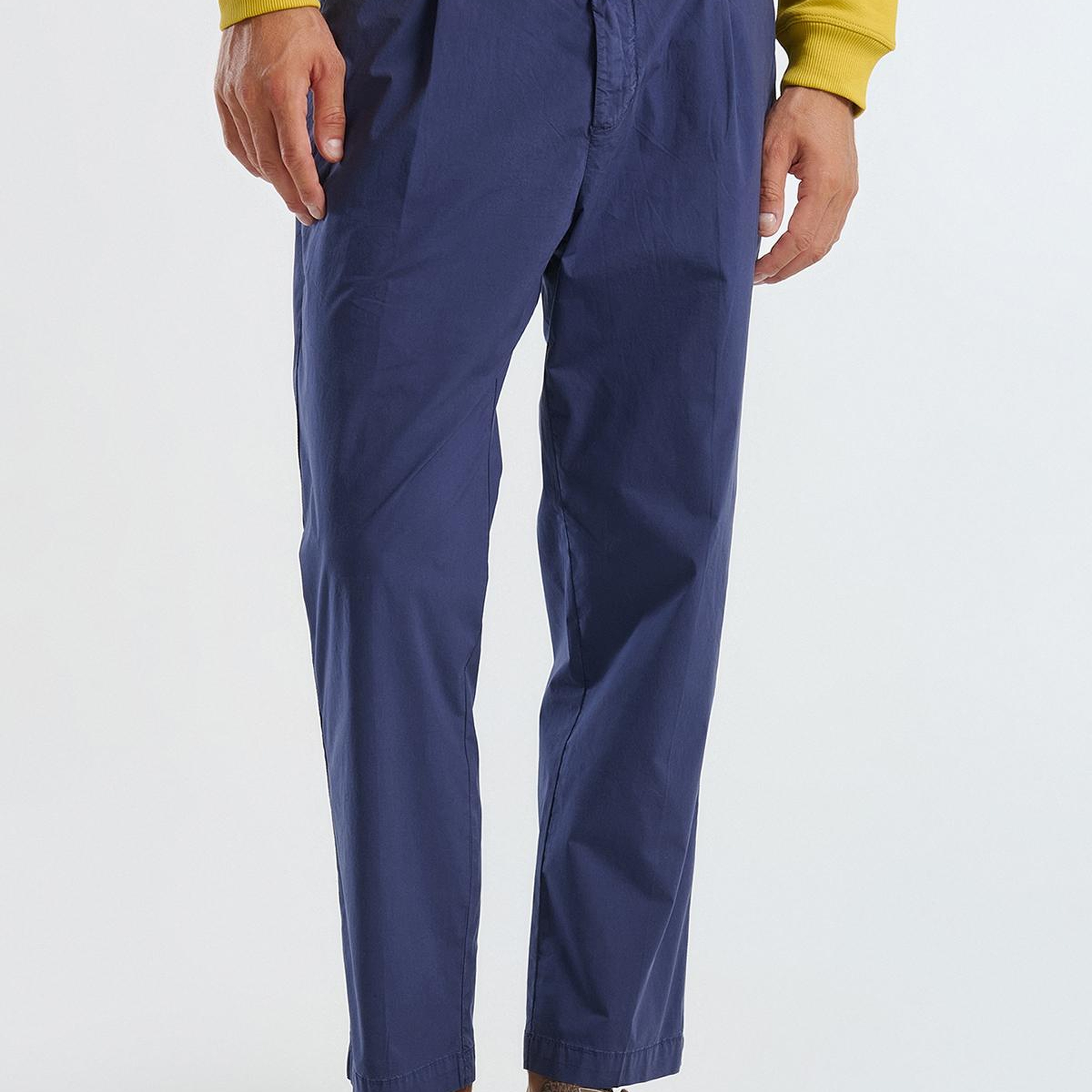 Erkek İndigo Paraşüt Kumaş Esnek Chino Pantolon