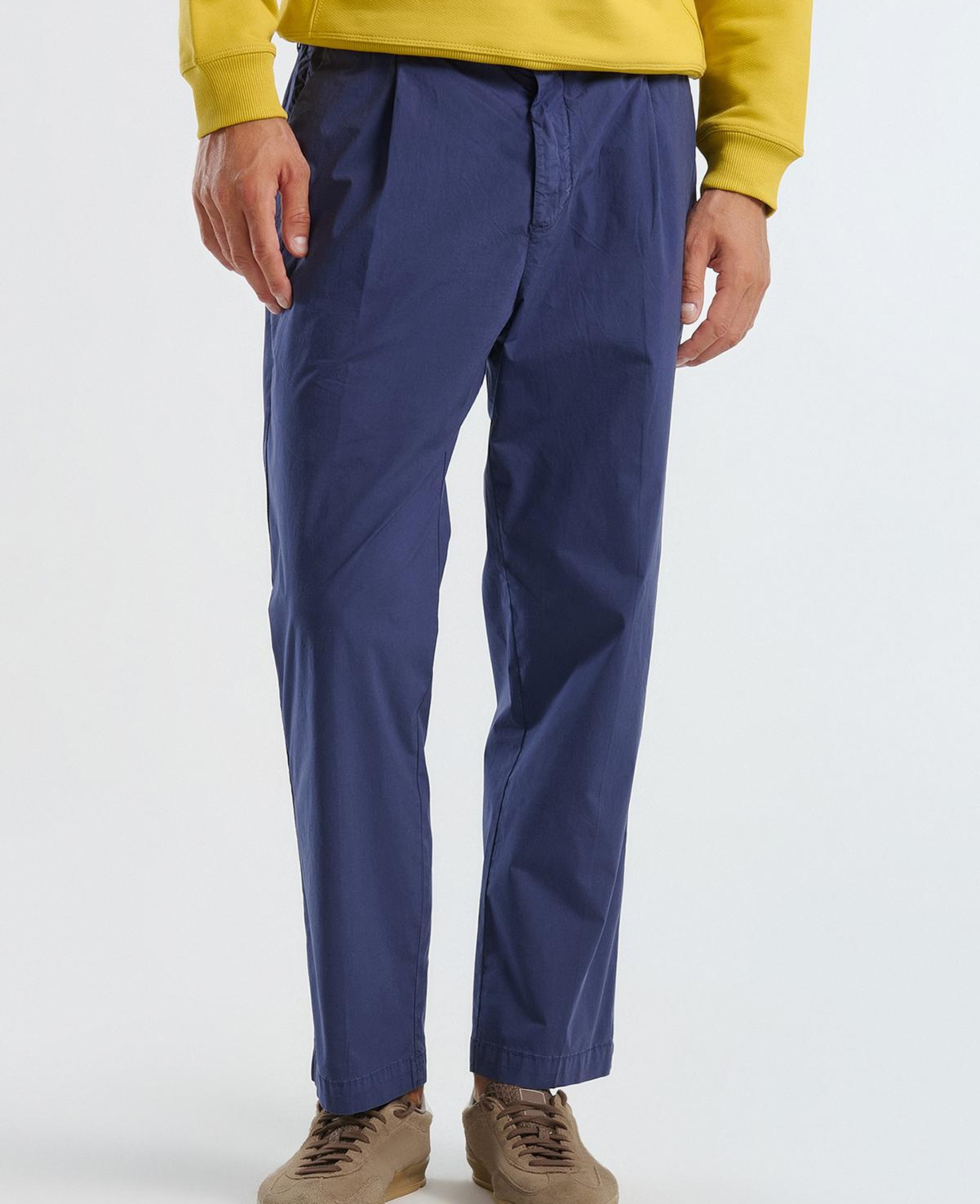 Erkek İndigo Paraşüt Kumaş Esnek Chino Pantolon