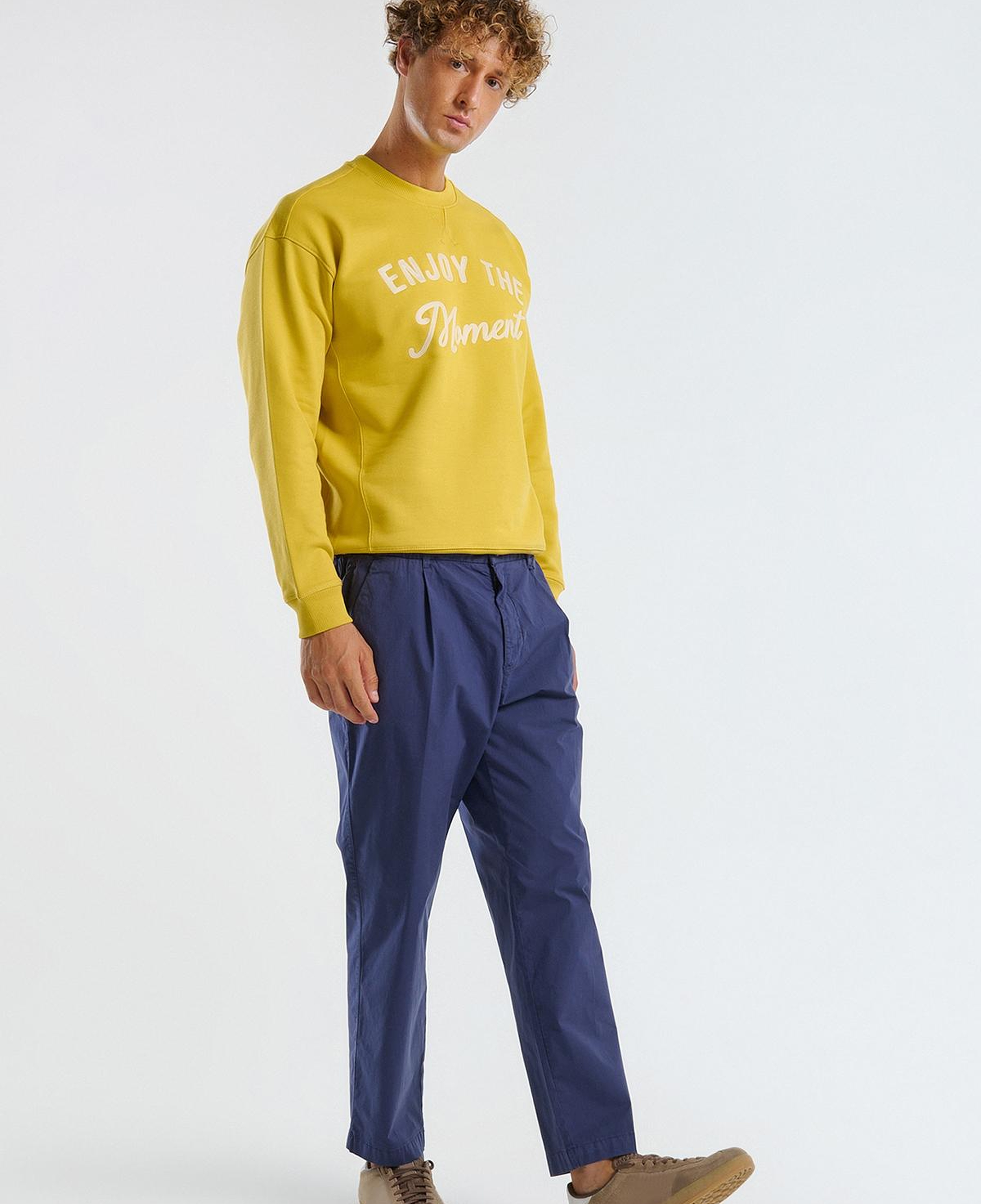 Erkek İndigo Paraşüt Kumaş Esnek Chino Pantolon