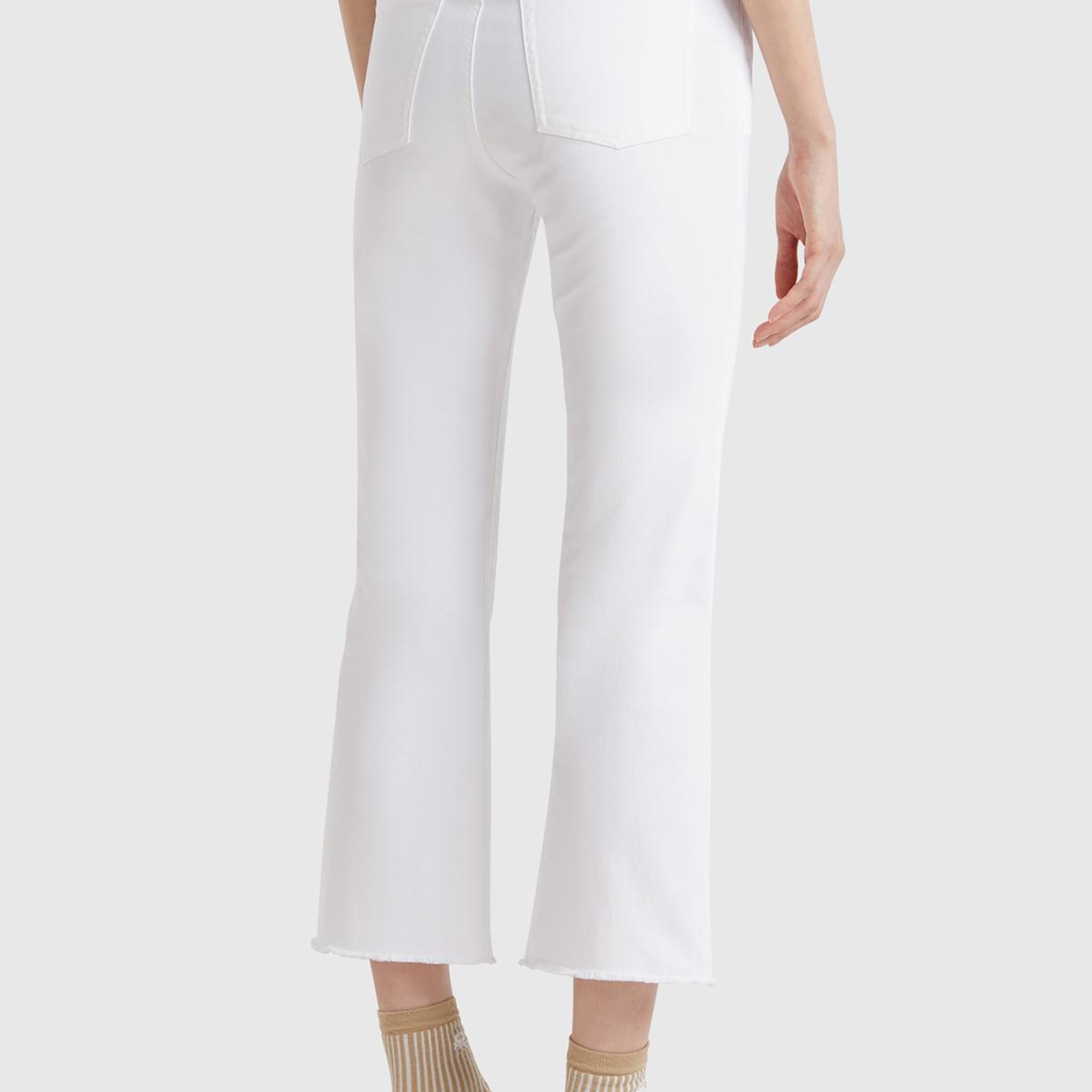 Kadın Beyaz 5 Cepli Kısa Paça Denim Pantolon