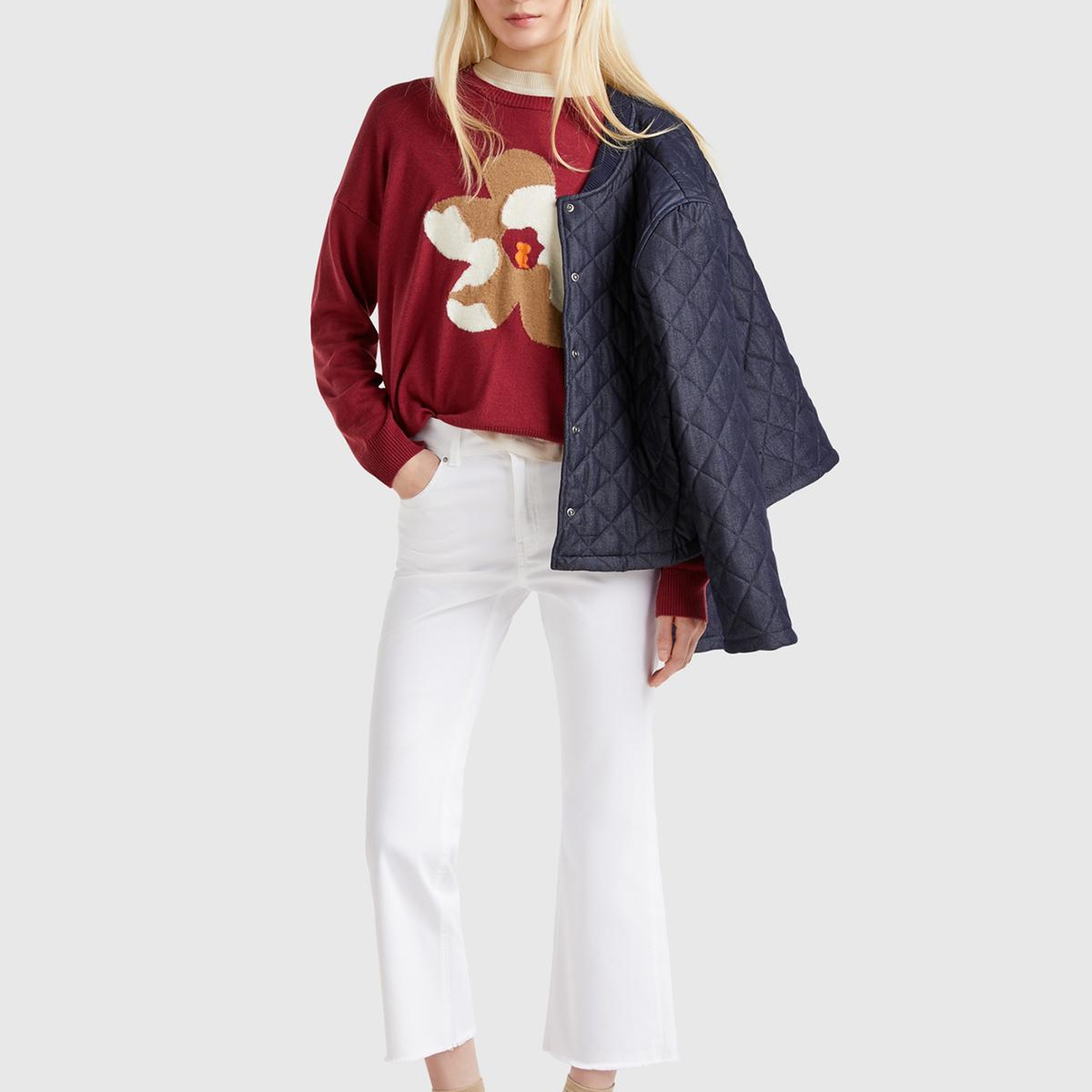 Kadın Beyaz 5 Cepli Kısa Paça Denim Pantolon