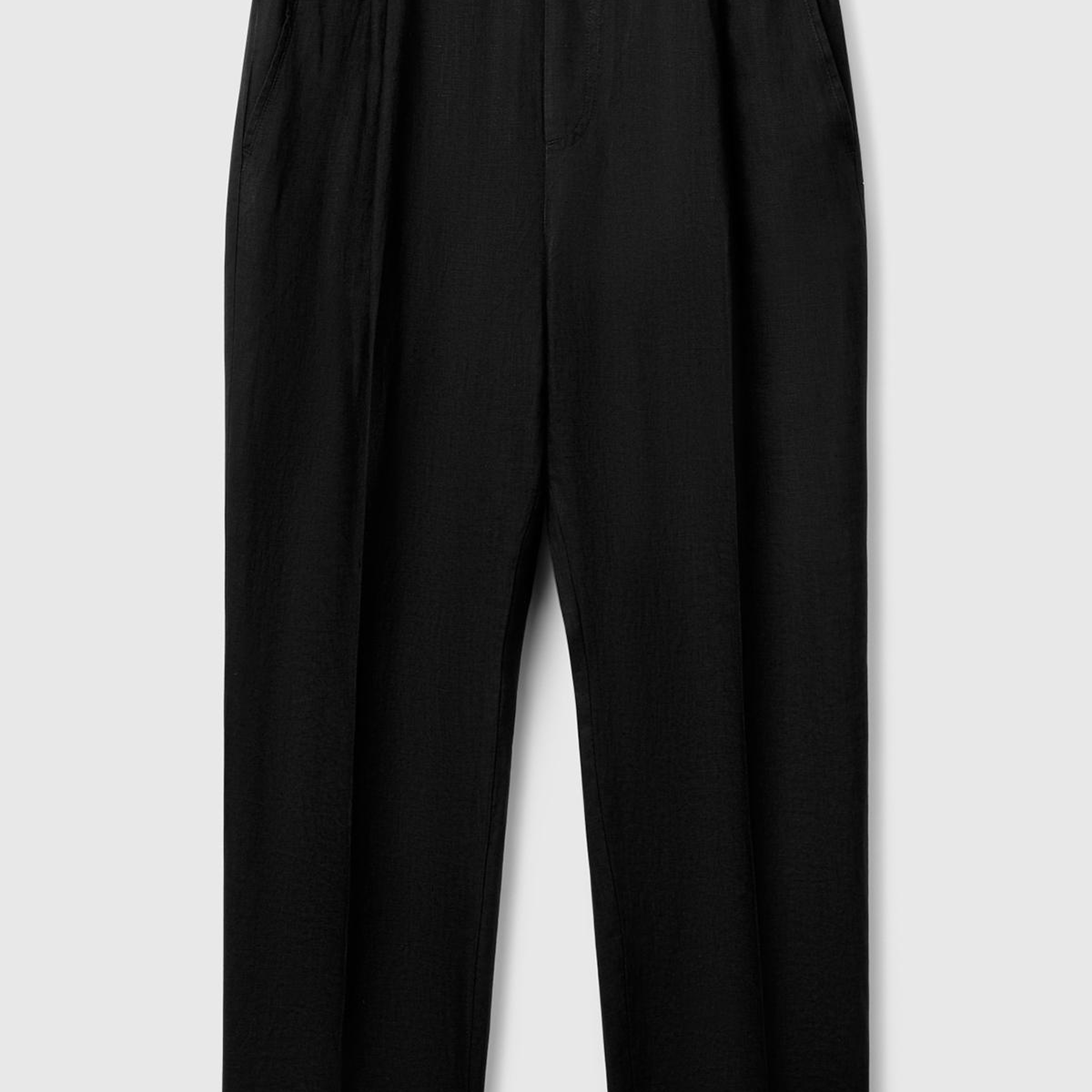 Kadın Siyah %100 Keten Beli Lastikli Pantolon