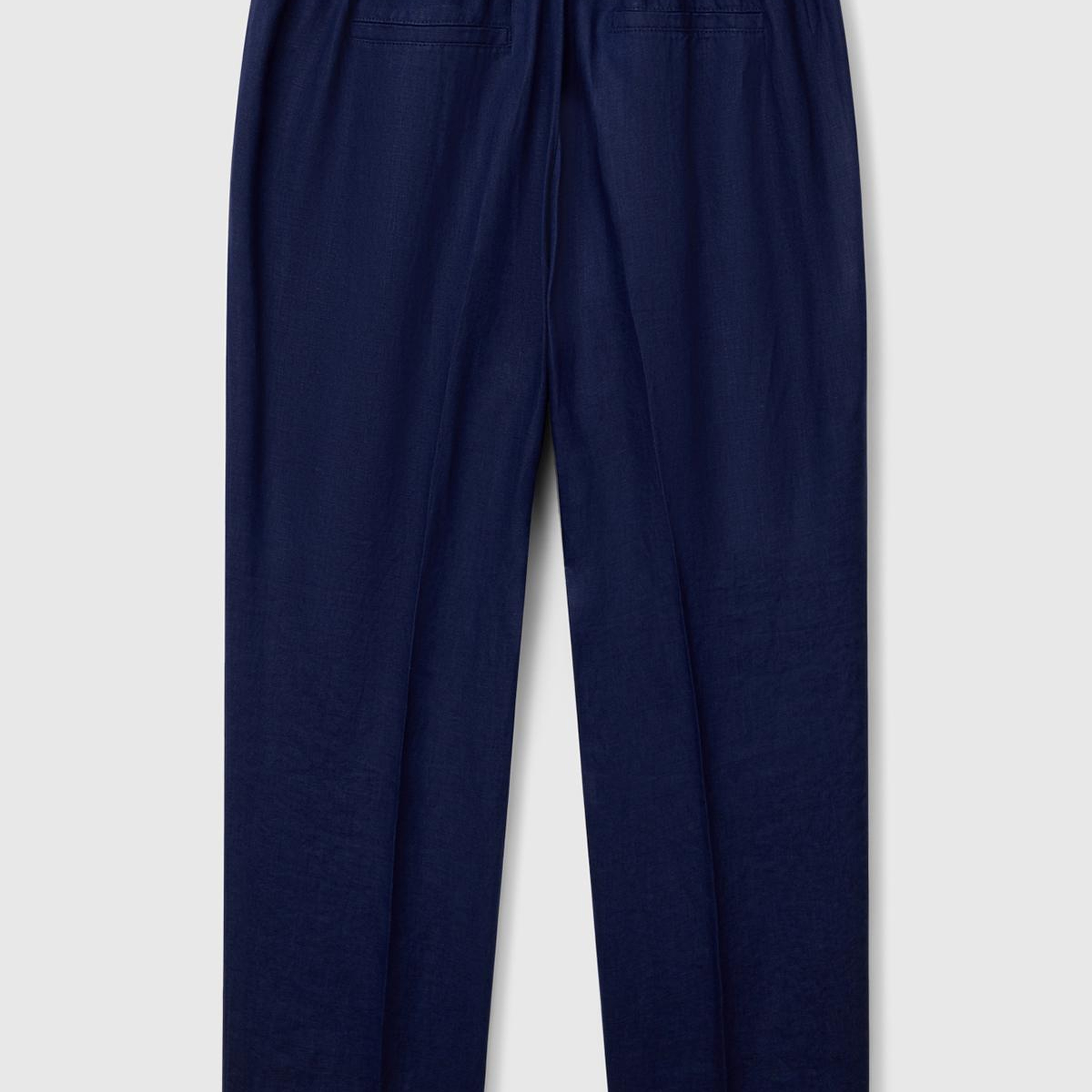 Kadın Lacivert %100 Keten Beli Lastikli Pantolon