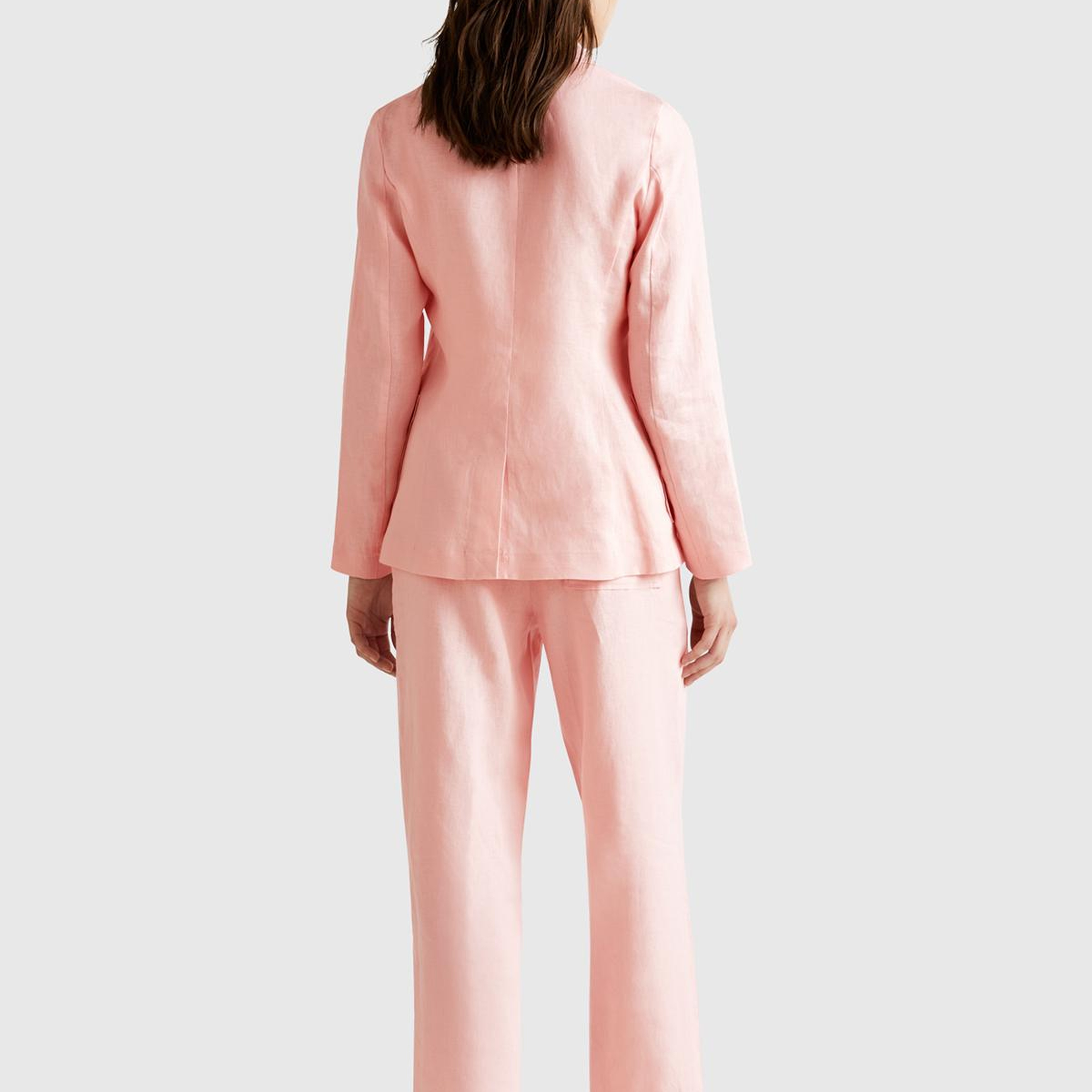 Kadın Pembe %100 Keten Büzgü İpli Cepli Sigaret Pantolon