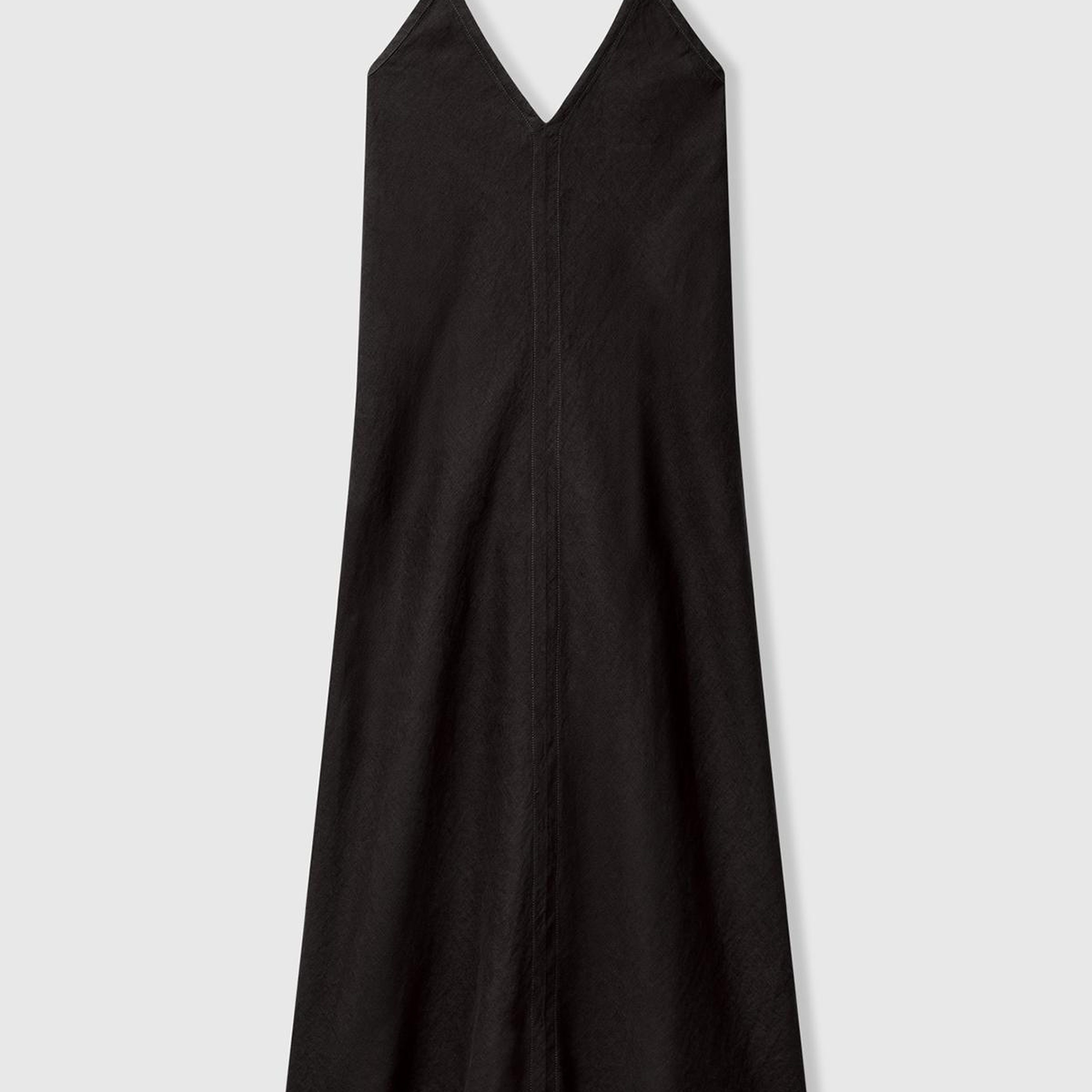 Kadın Siyah %100 Keten Sırtı Açık Uzun Elbise