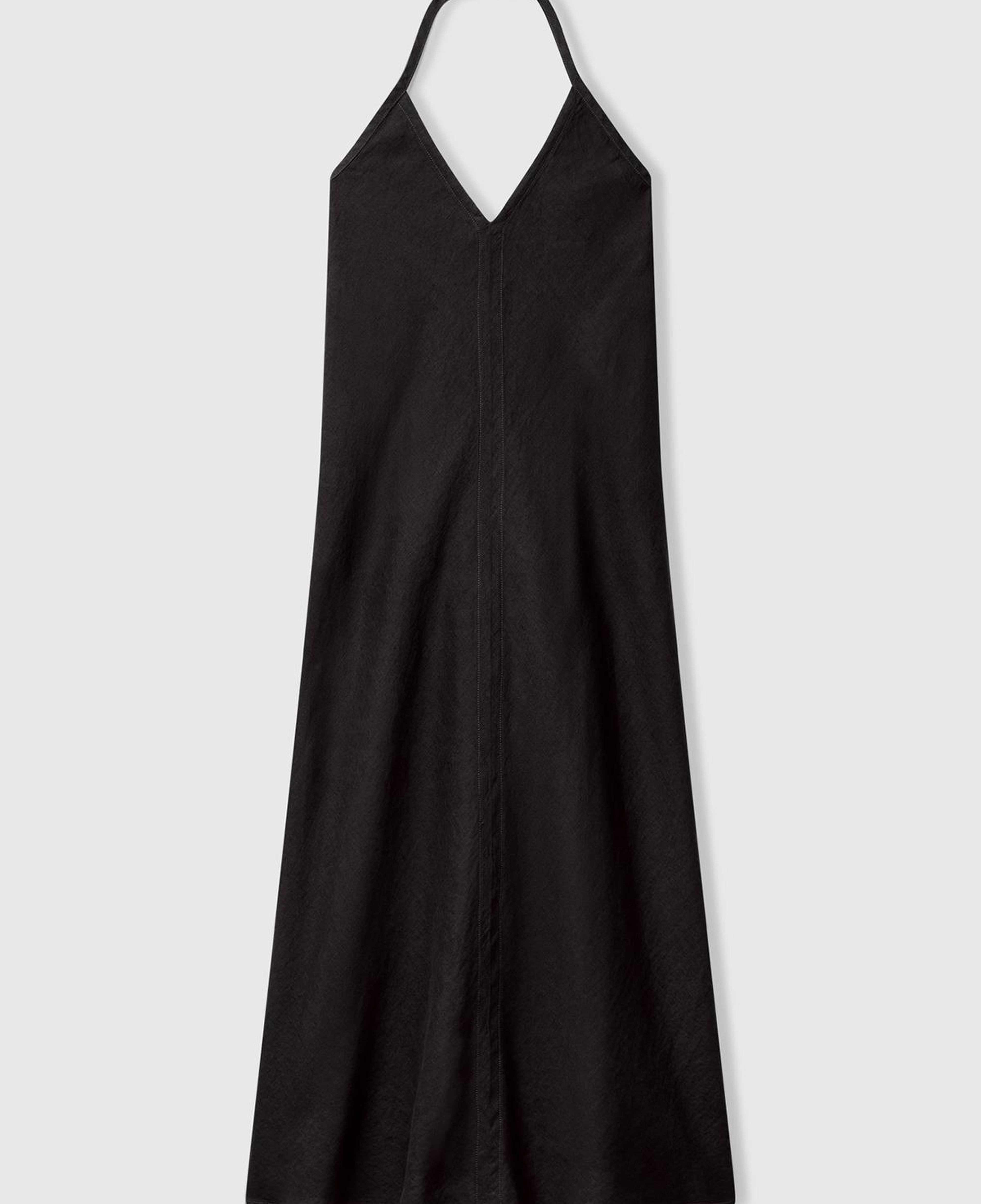 Kadın Siyah %100 Keten Sırtı Açık Uzun Elbise