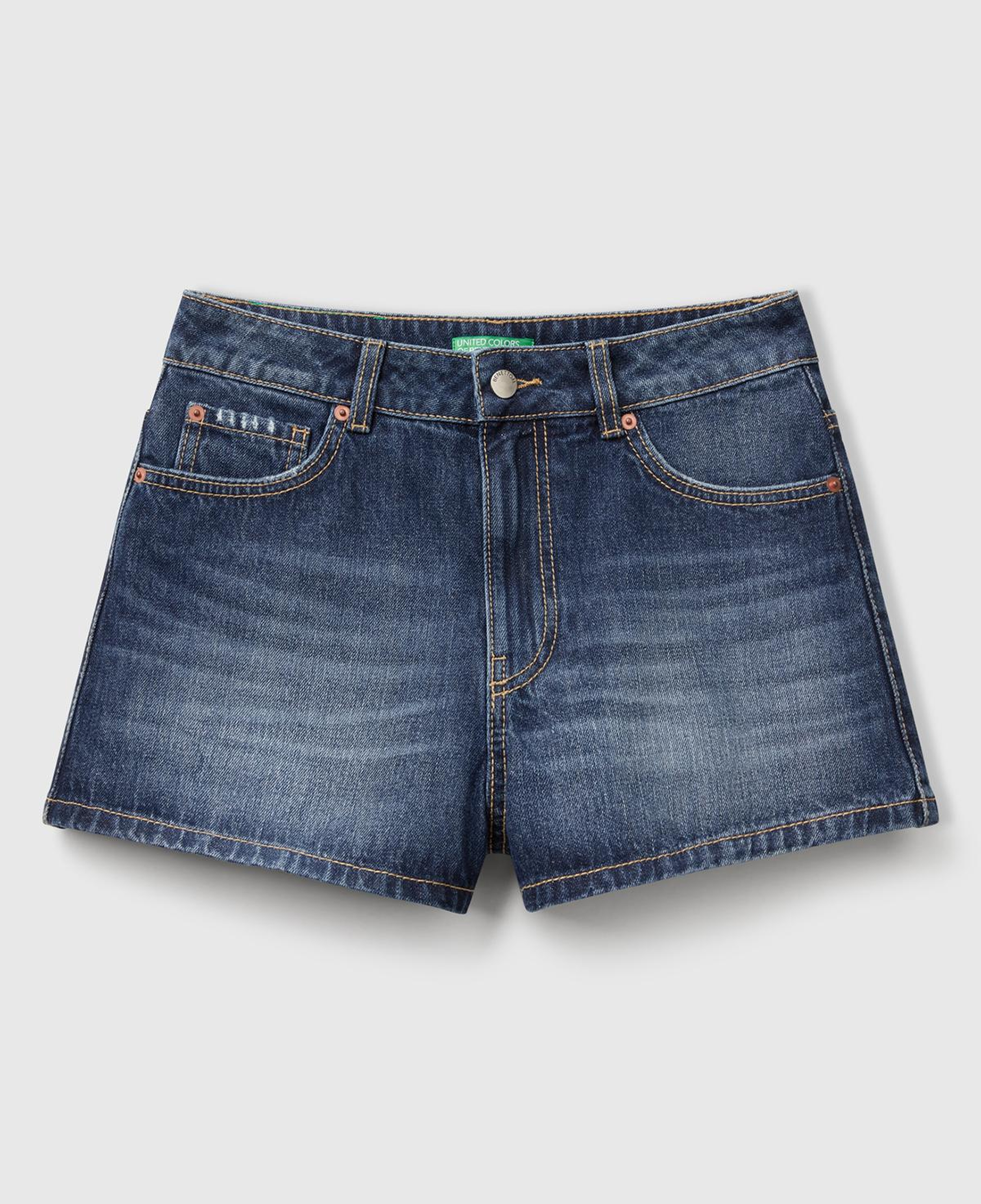 Kadın Koyu Mavi %100 Koton 5 Cepli Denim Şort