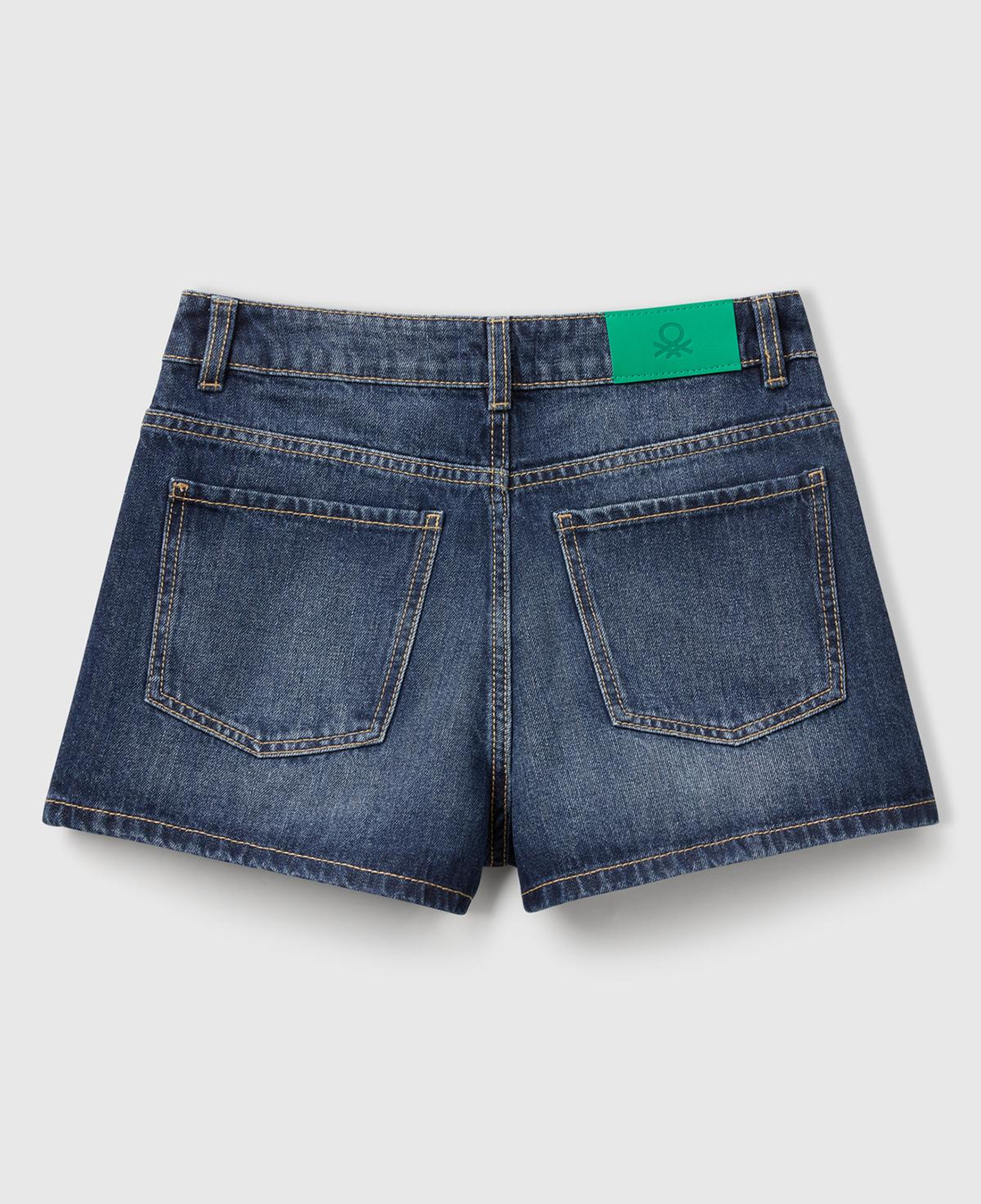 Kadın Koyu Mavi %100 Koton 5 Cepli Denim Şort