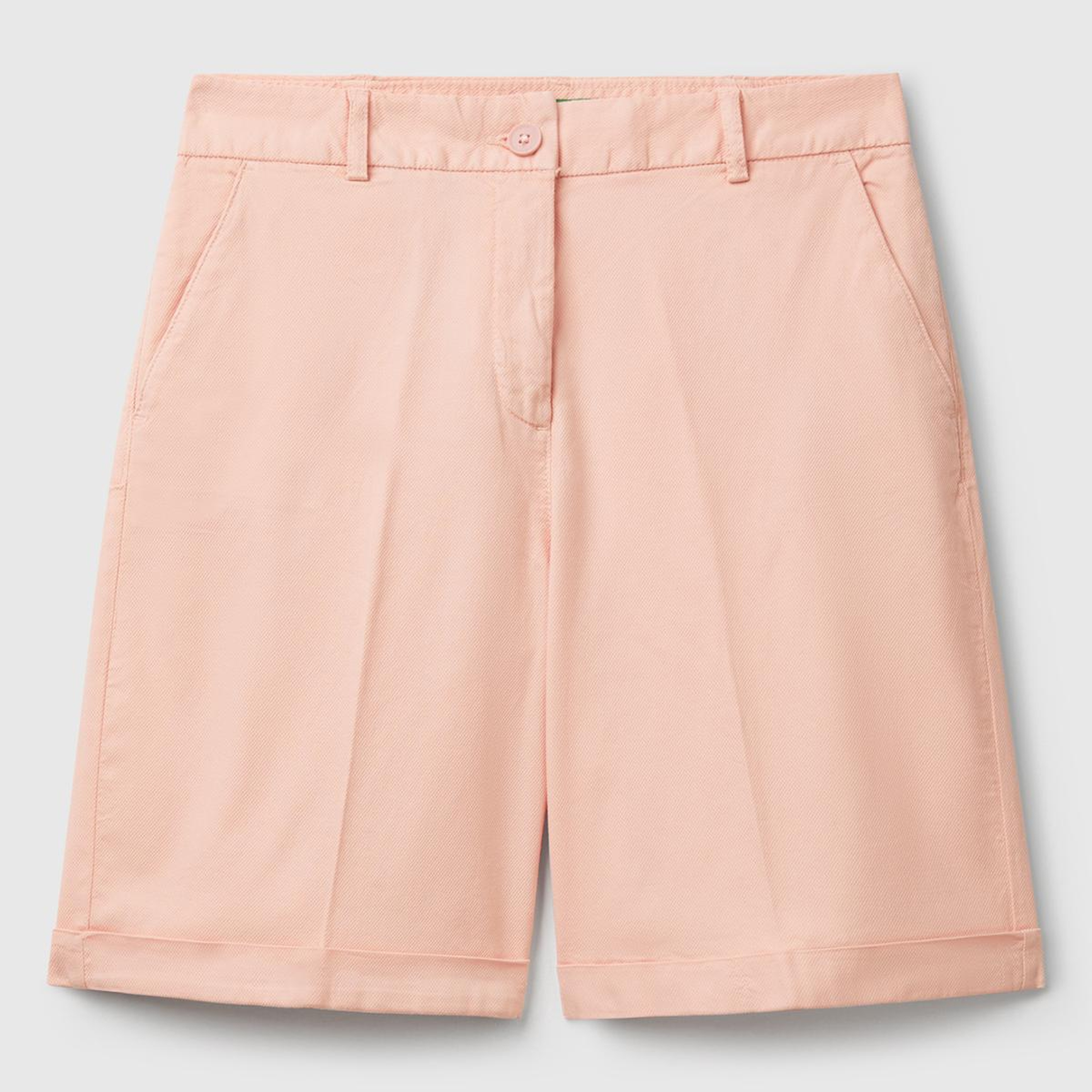 Kadın Pembe Pamuk Karışımlı Önü Düğmeli Regular Fit Bermuda Şort