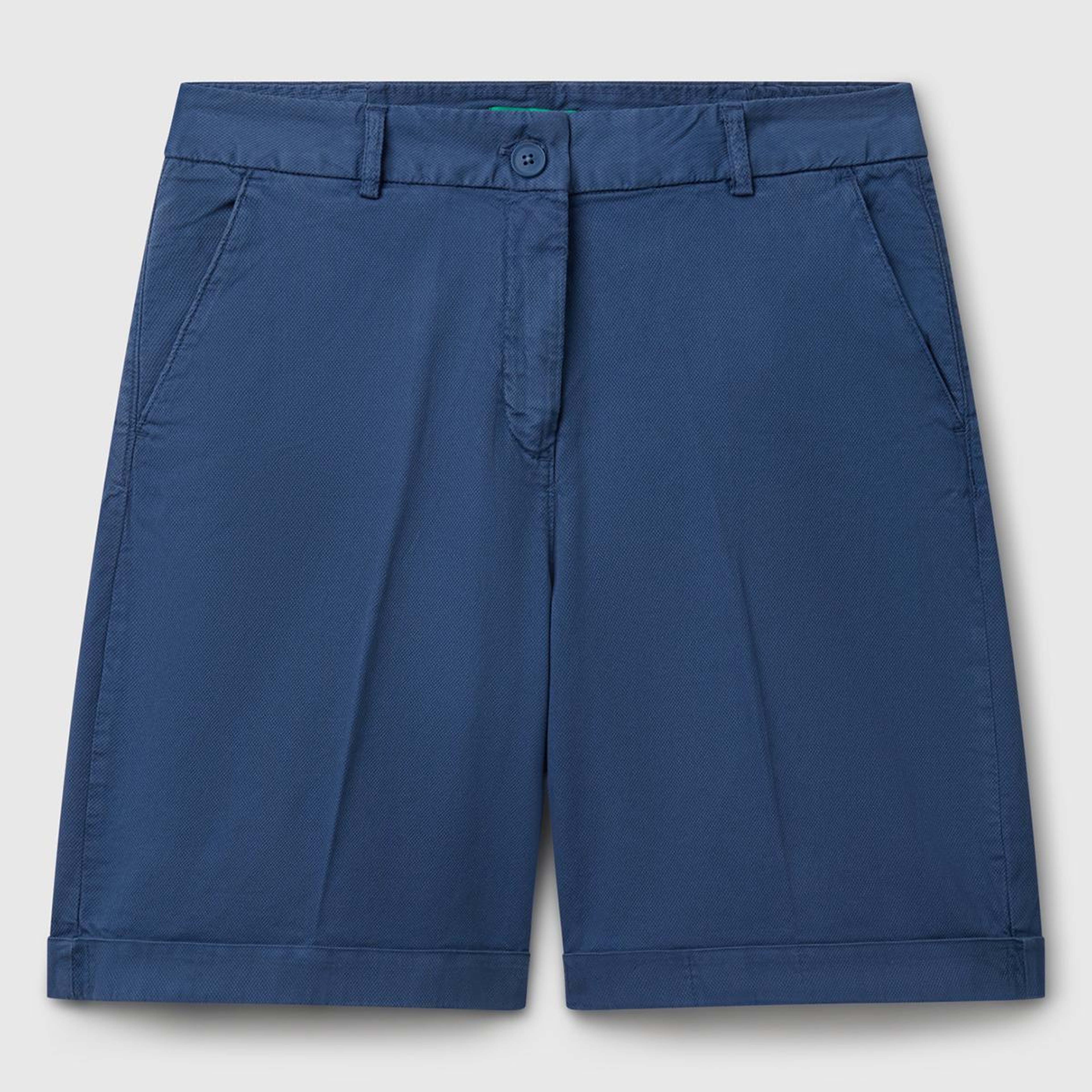 Kadın Denim Pamuk Karışımlı Önü Düğmeli Regular Fit Bermuda Şort