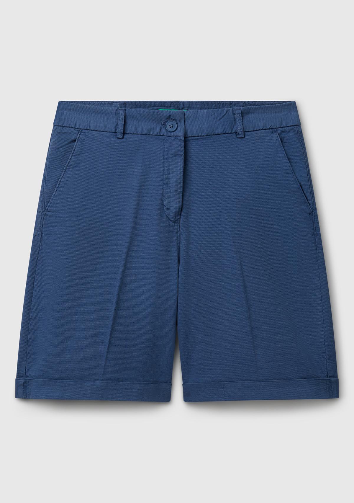 Kadın Denim Pamuk Karışımlı Önü Düğmeli Regular Fit Bermuda Şort