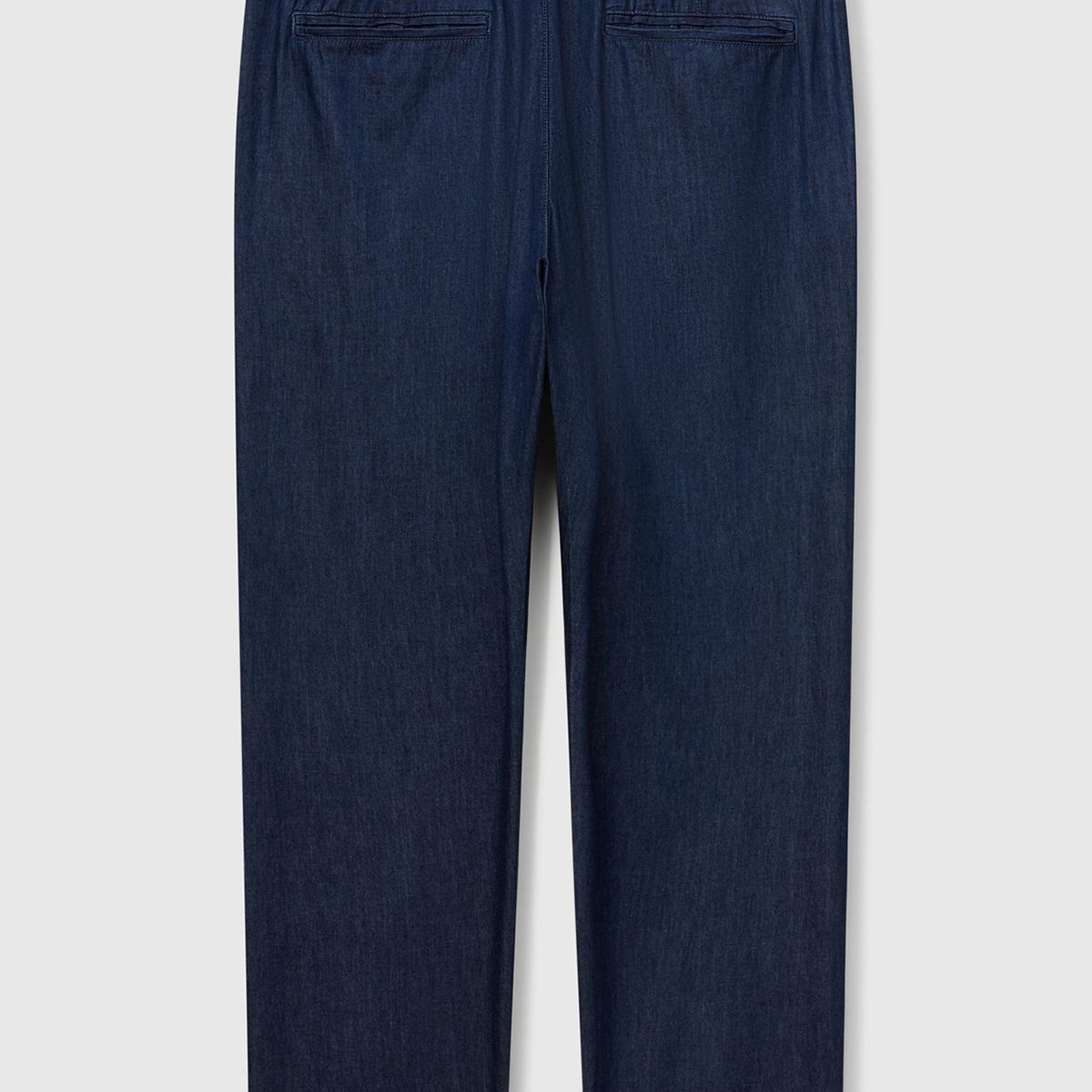 Erkek Koyu Mavi %100 Koton Beli Lastikli Şamre Denim Pantolon