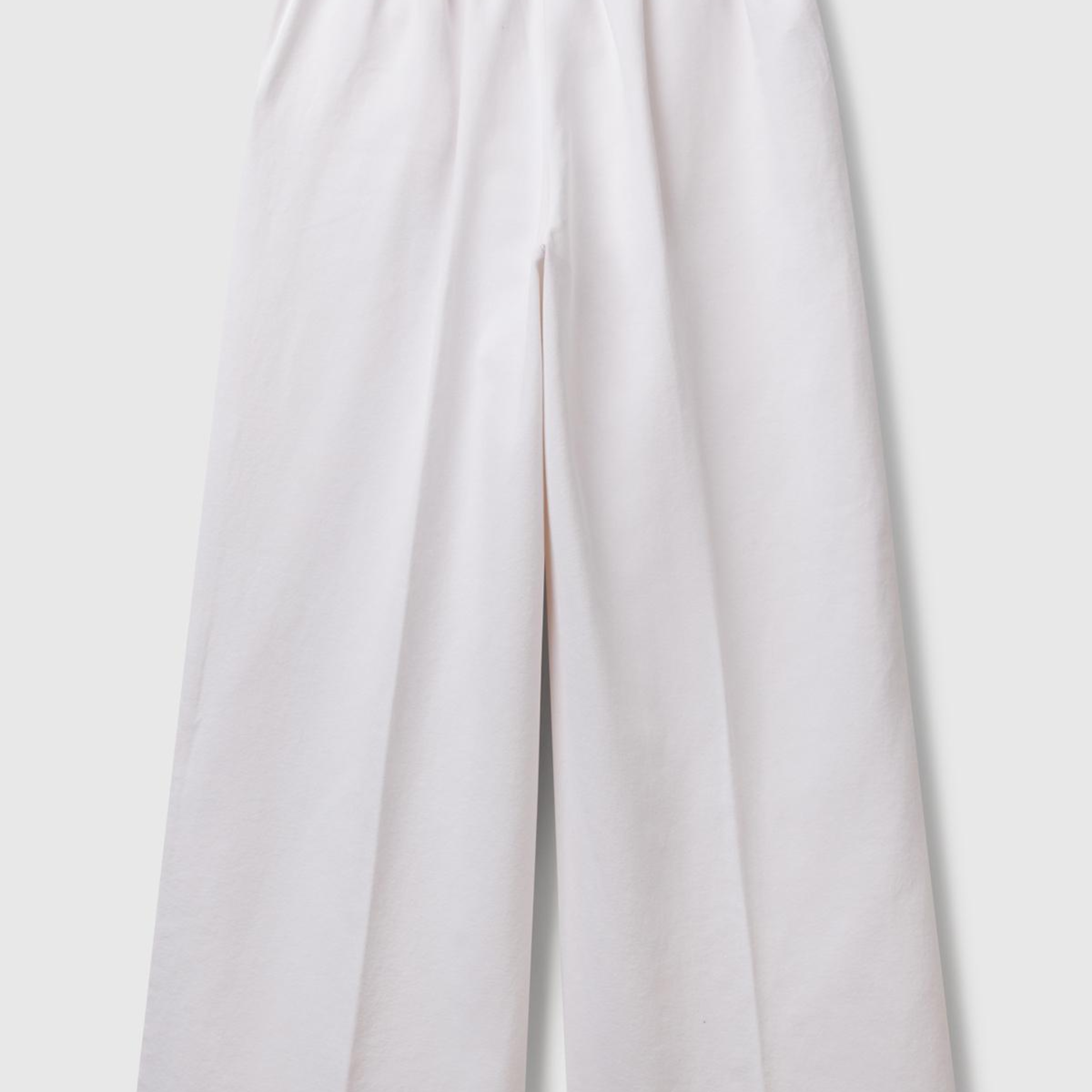 Kadın Beyaz %100 Pamuk Arka Beli Lastikli Palazzo Pantolon